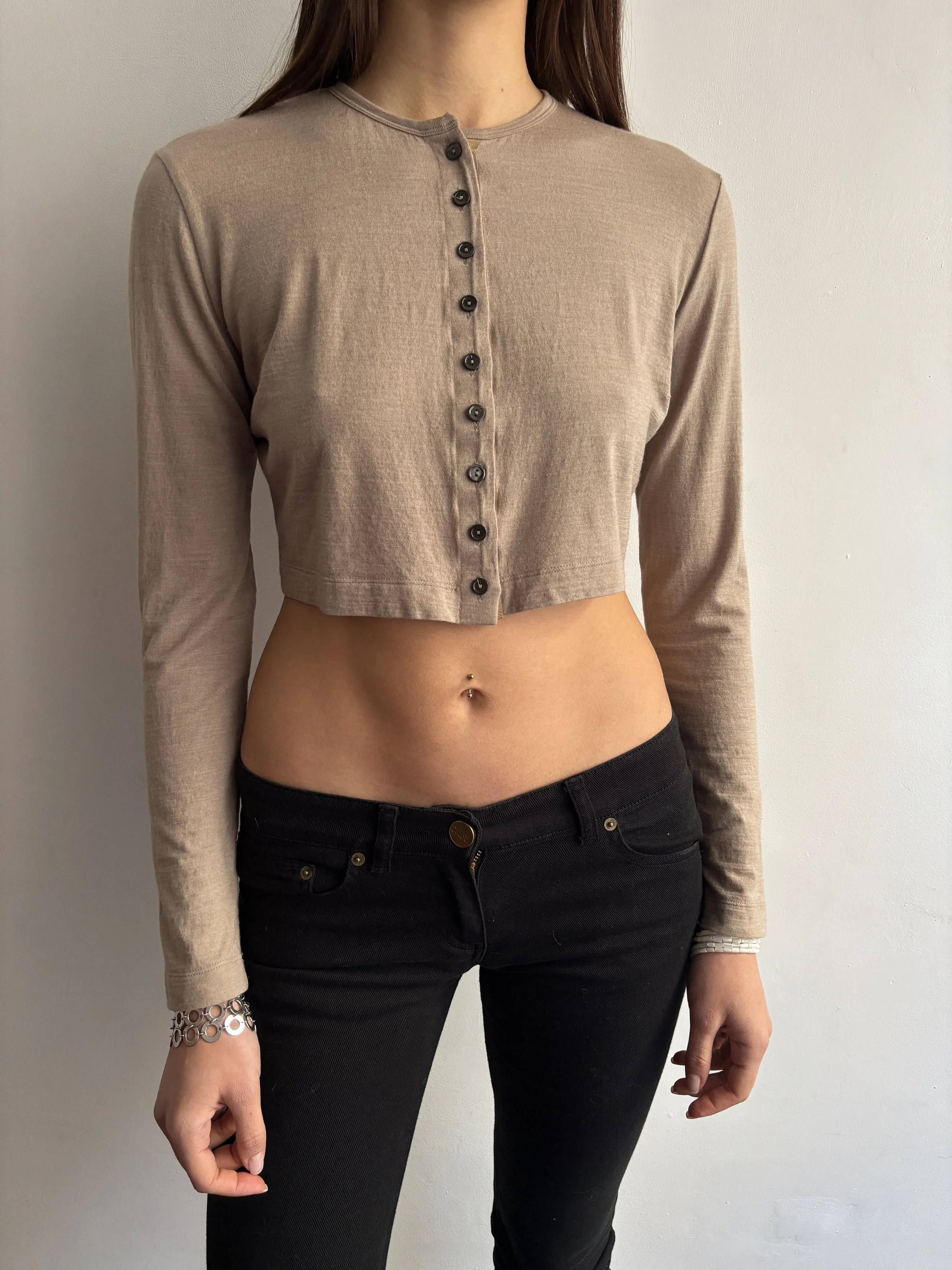 Wool Jersey Cardigan in Clay