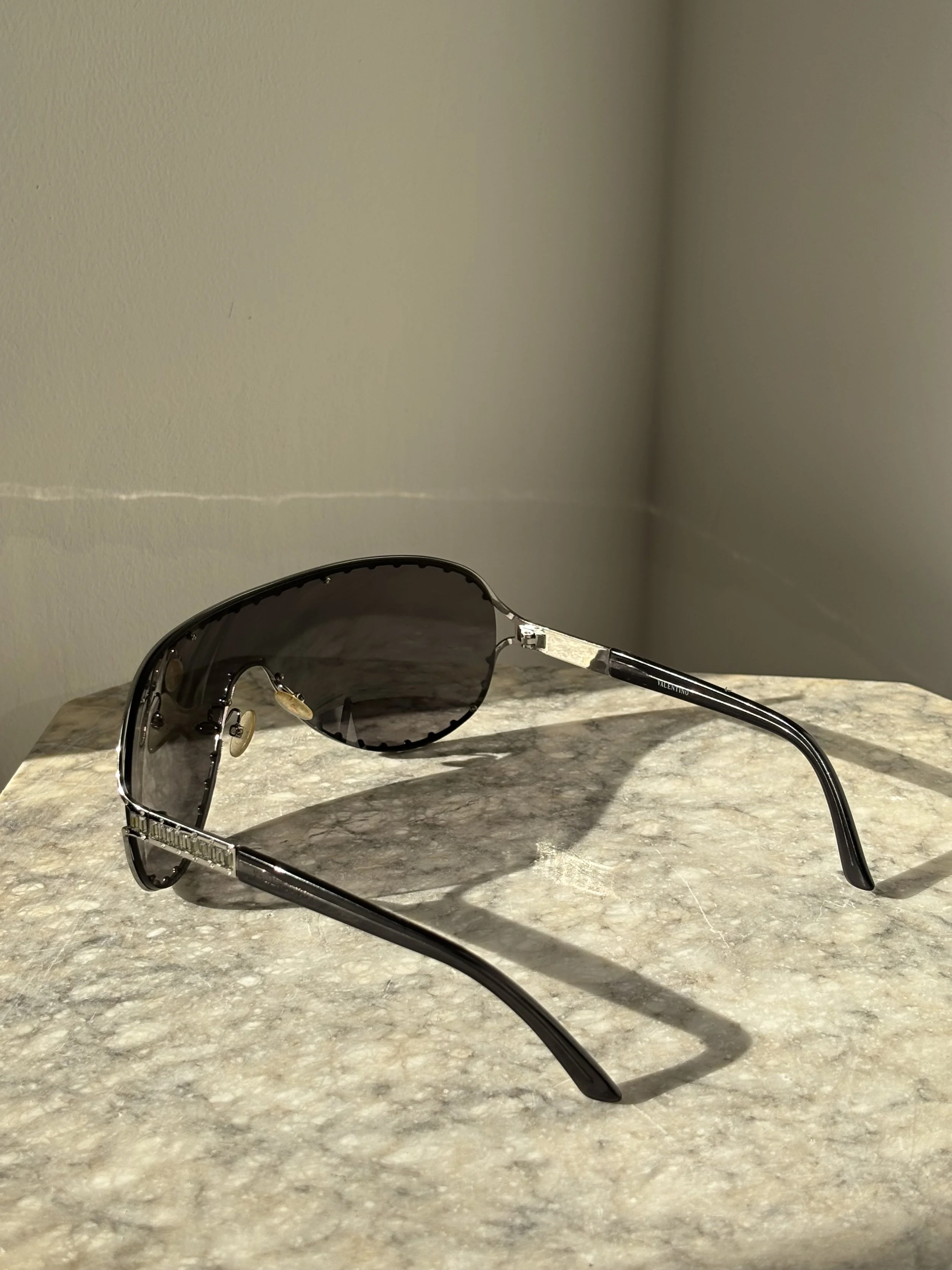 Vintage  Valentino Sunglasses in Metallic Black