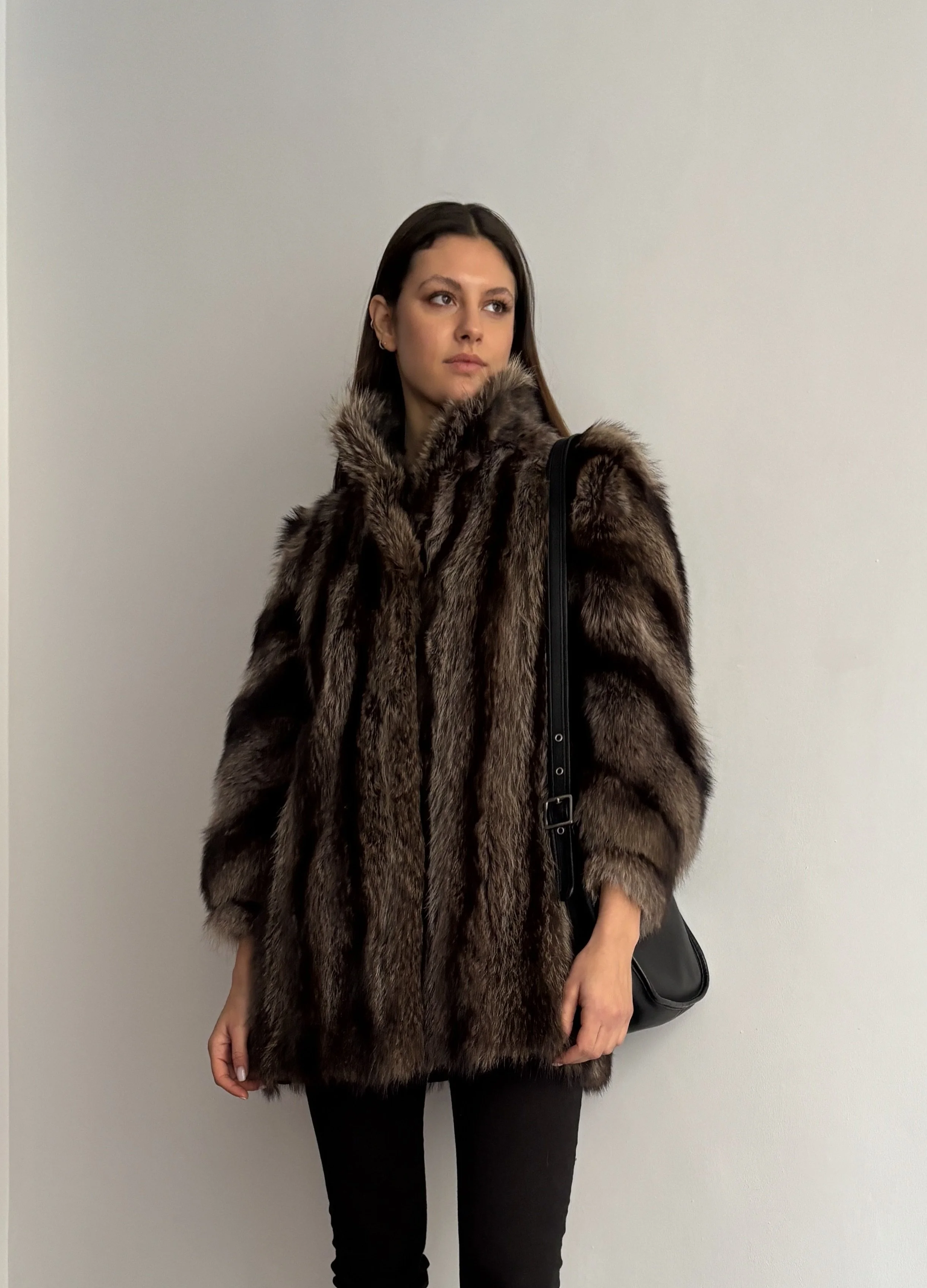 Vintage Genuine Fur Coat in Bark