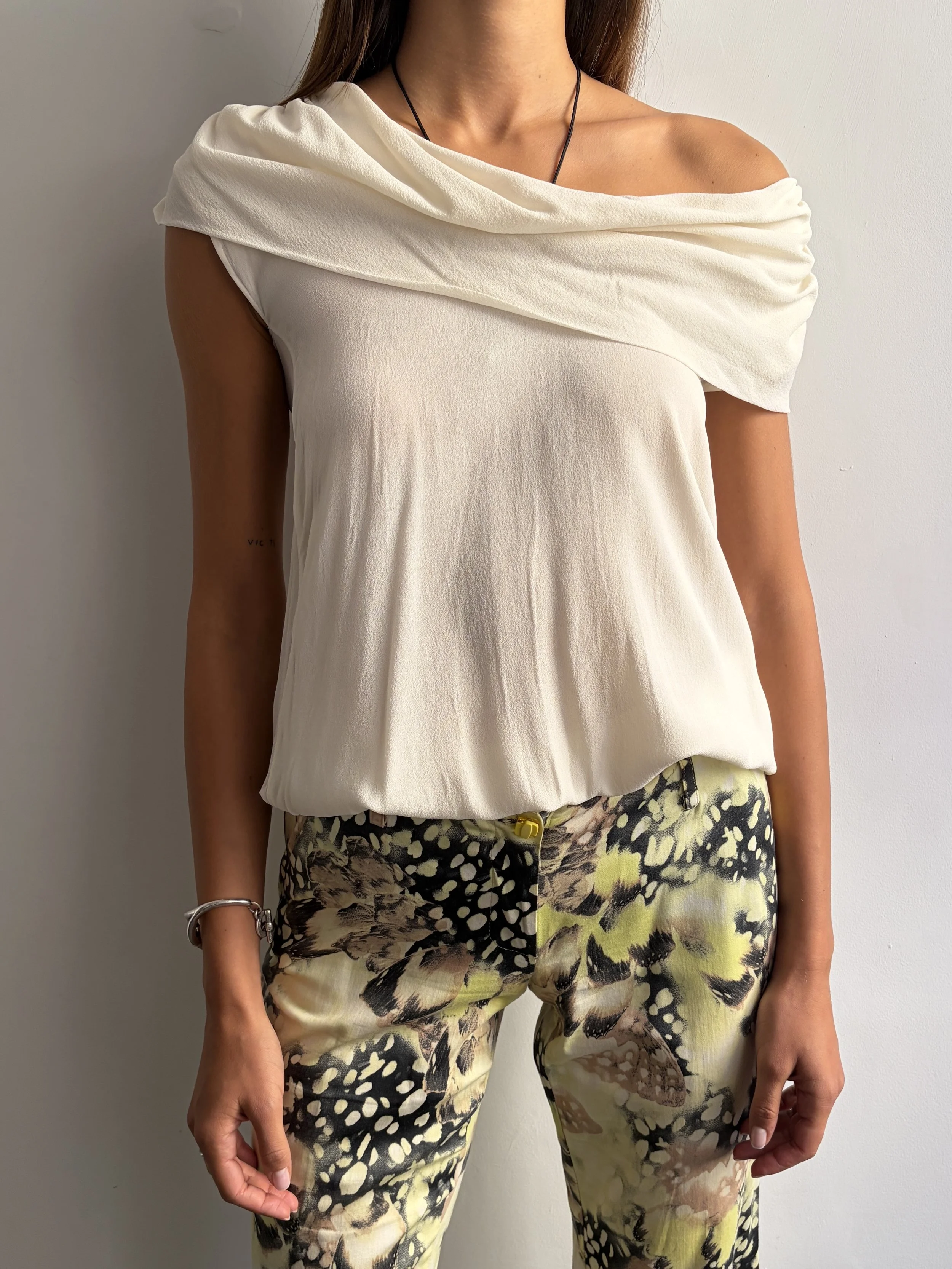 Silk Drape Top in Panna
