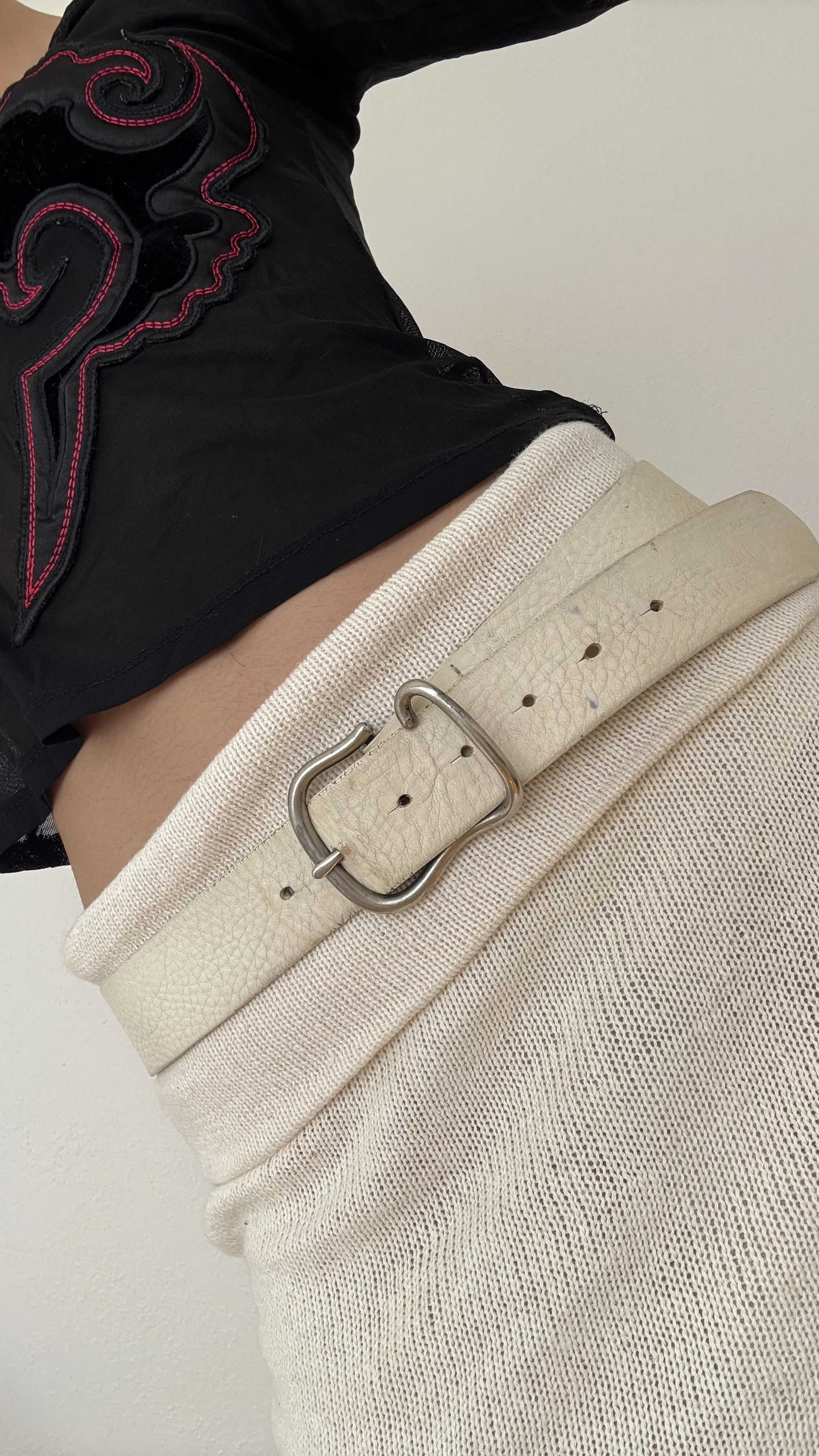 Vintage Dolce and Gabbana Leather Belt in Bianco
