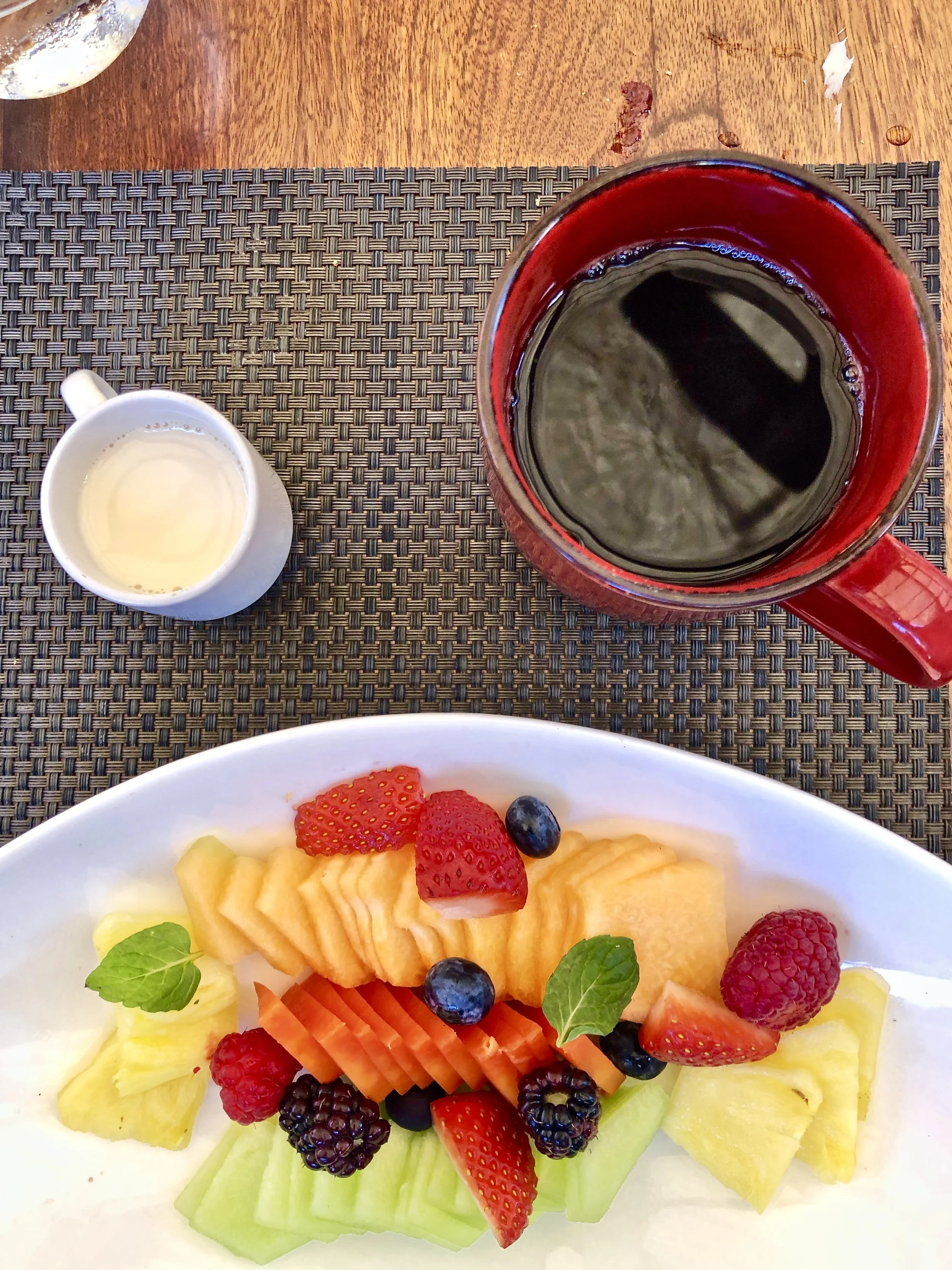Fruits, coffee and toast was the free breakfast everyday