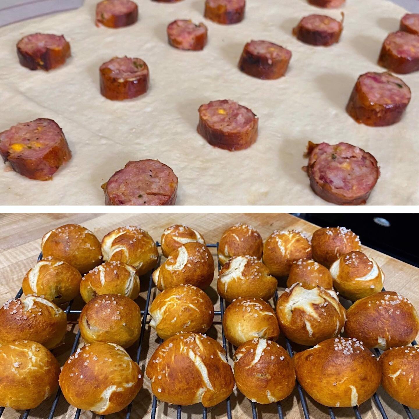 These stuffed pretzel bites 🤤 are ELITE level March Madness snacking! BTW - the cheddar jalape&ntilde;o 🧀🌶 @tallymacshack collab is a mandatory
. 
.
Swipe to see process as provided by the A1 since day 1 chef: laflynt via Twitter + hit the link in