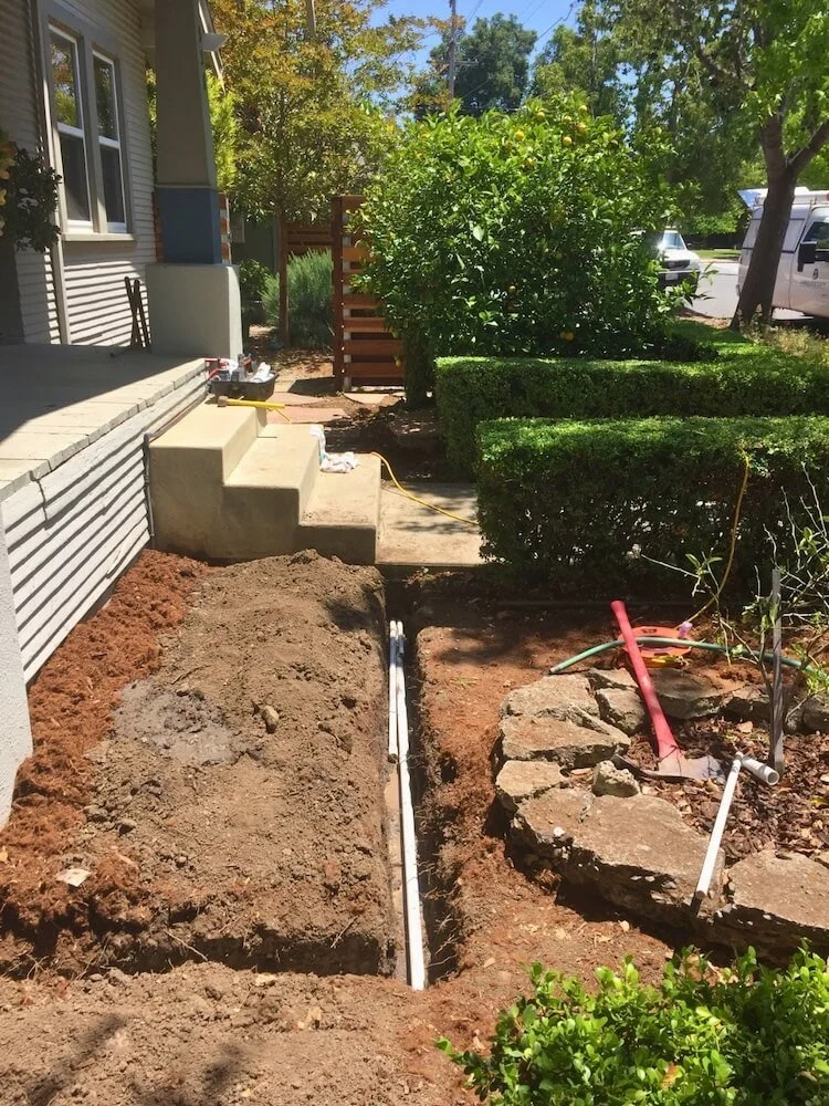 Water mainline pipes being replaced for Cupertino, CA home.