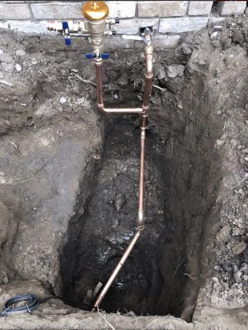 Water mainline connection and tie-in installed by licensed California plumbers in Redwood City.