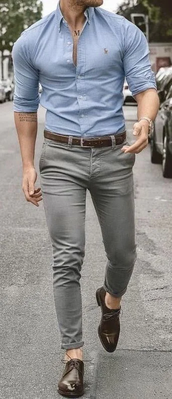 Men's Dress Shirt Cuffed Sleeves