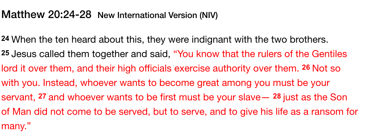 Matthew 20:24-28 NIV Bible Passage