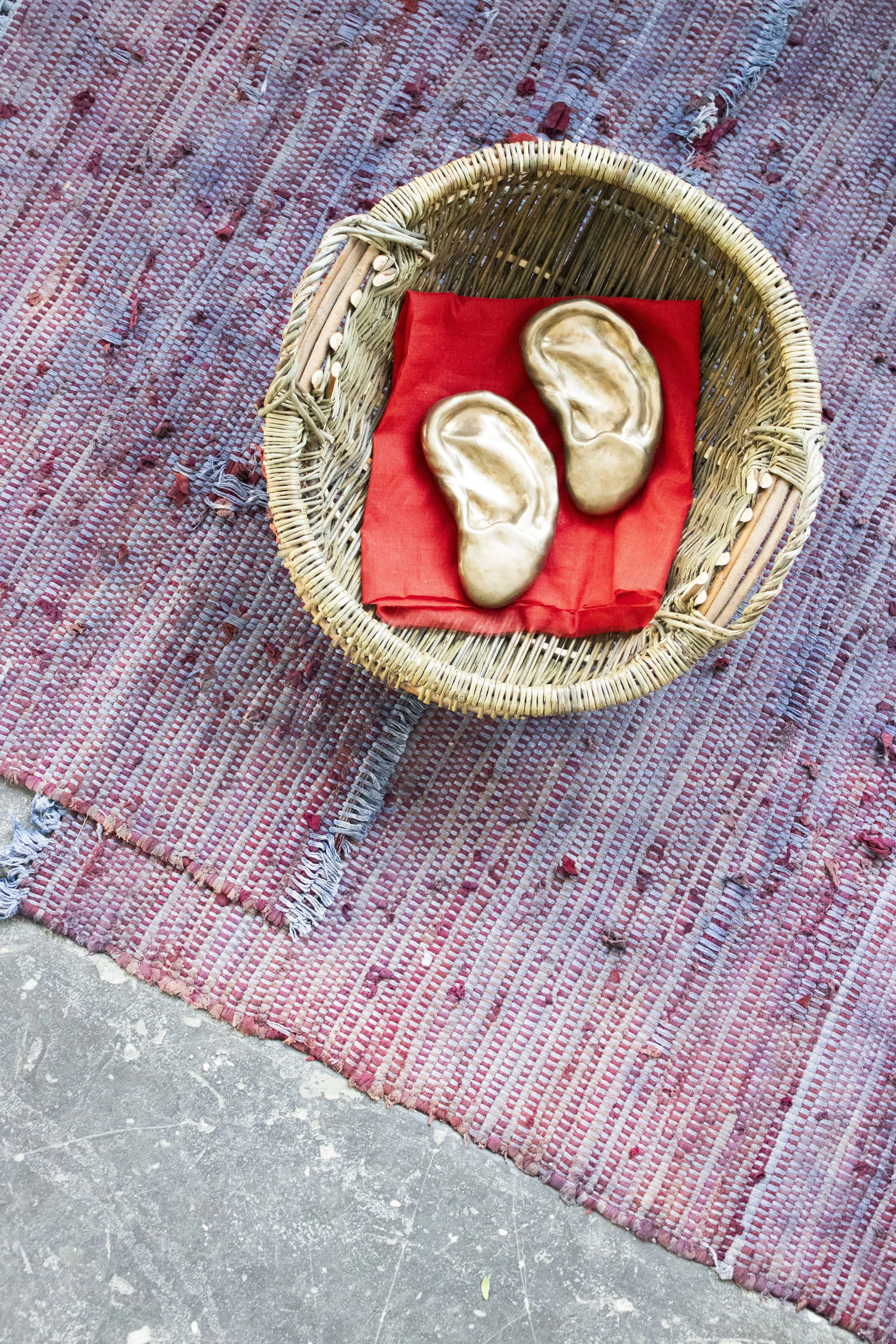  An Offering, 2026,   bronze, willow, cotton,   24” x 17” x 10”  photo by Alissa Touranachun 