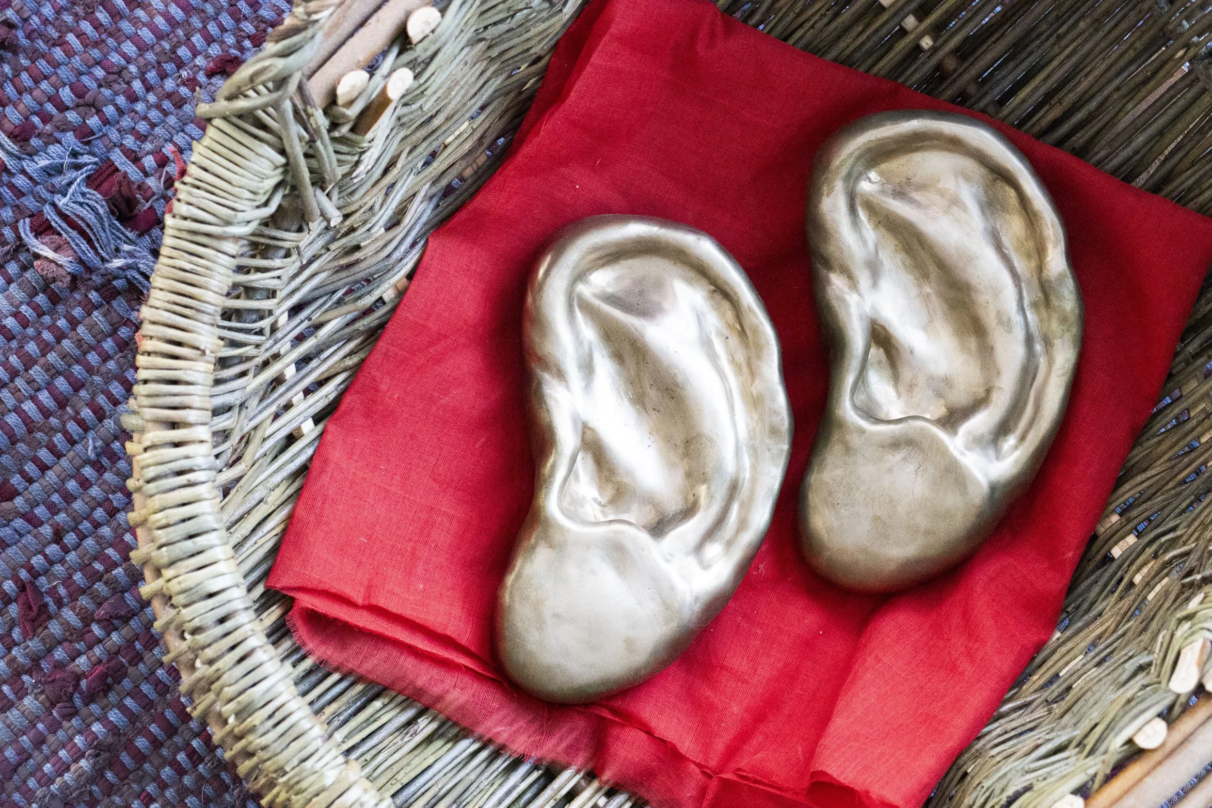  An Offering, 2026,   bronze, willow, cotton,   24” x 17” x 10”  photo by Alissa Touranachun 