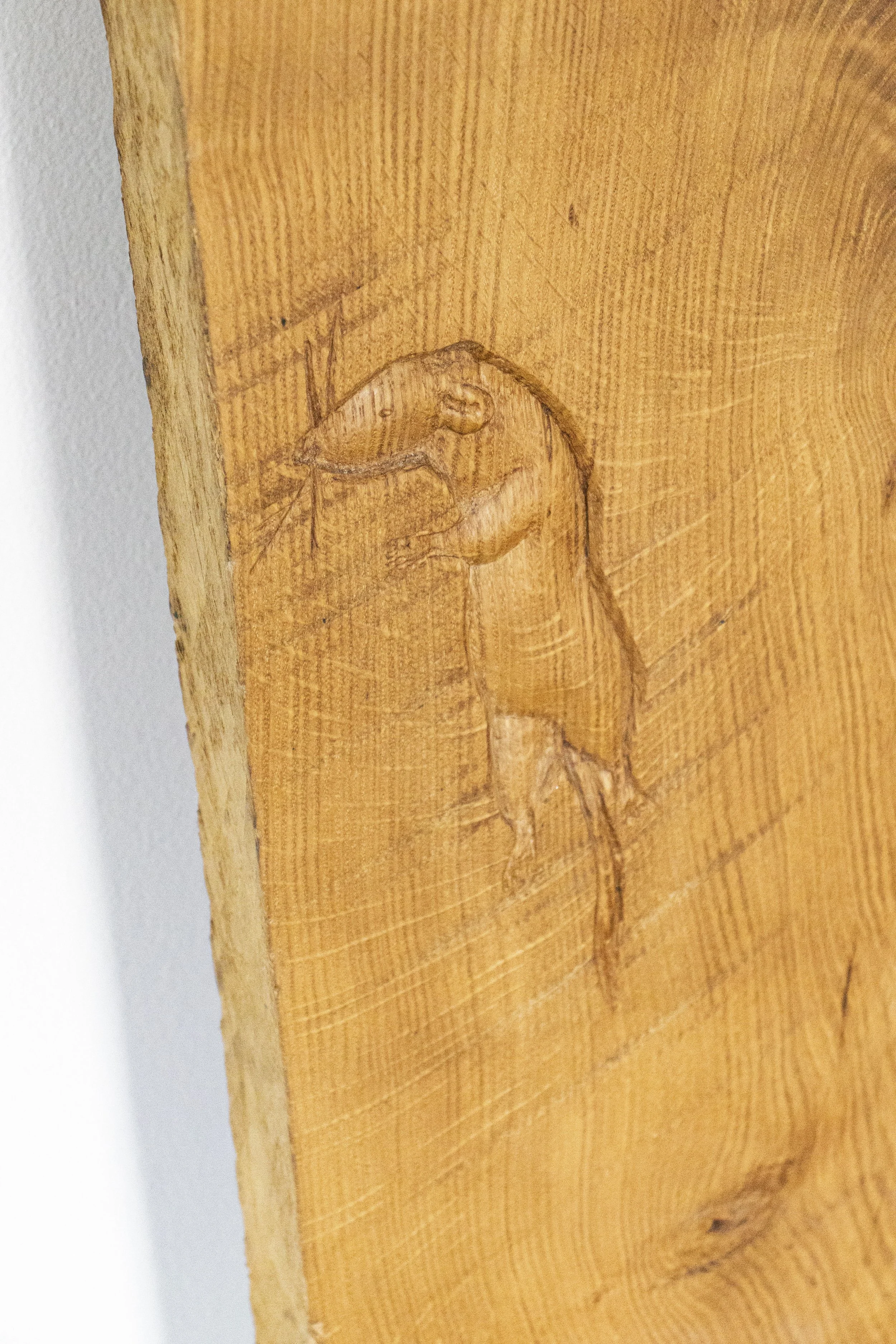  The Helpers, 2026,   oak, cotton, cast stone,   18” x 4” x 48”  photo by Alissa Touranachun 