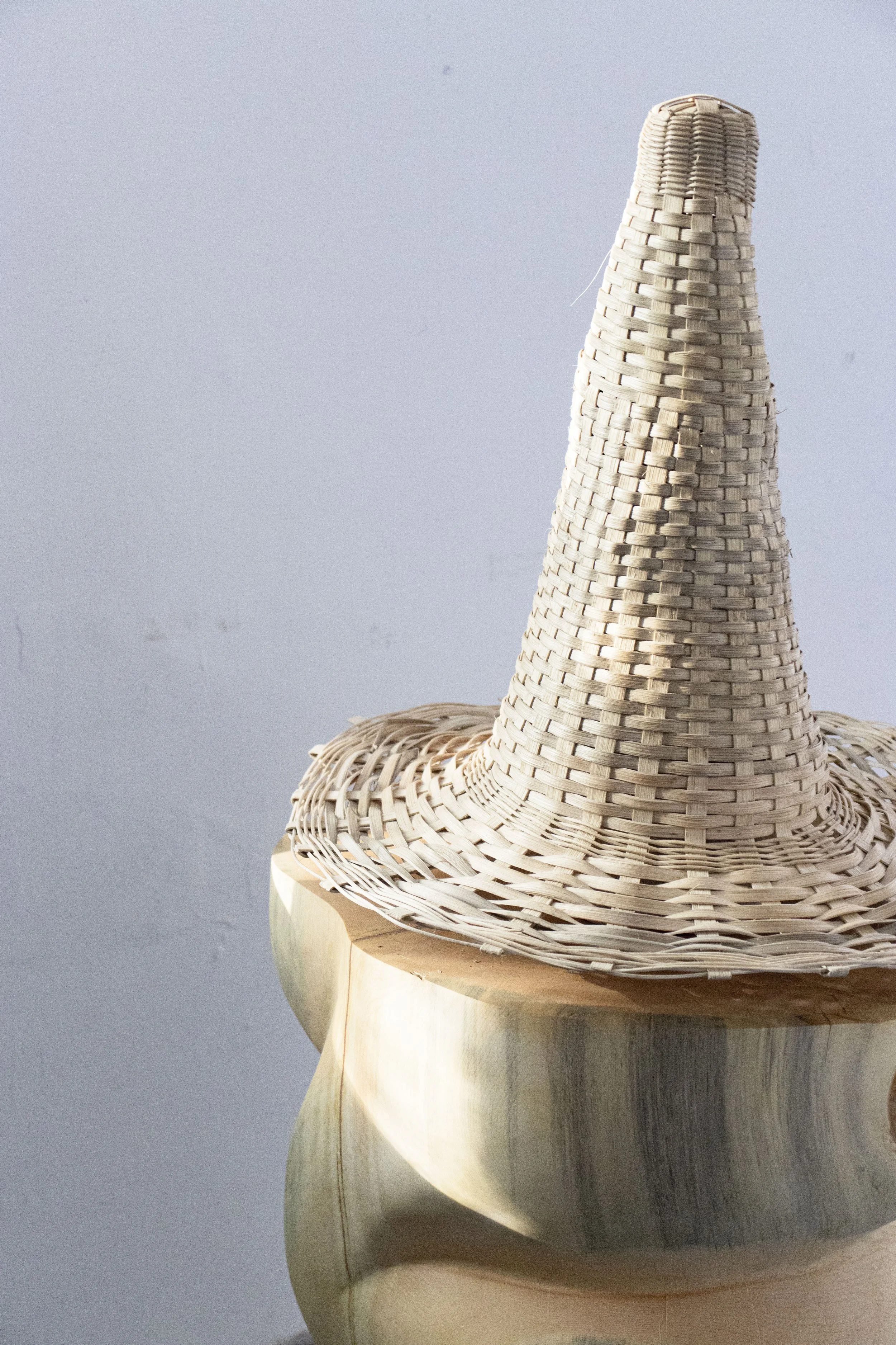  The Advisor, 2026,   wood, reed, tea stain,   44” x 16” x 16”  photo by Alissa Touranachun 