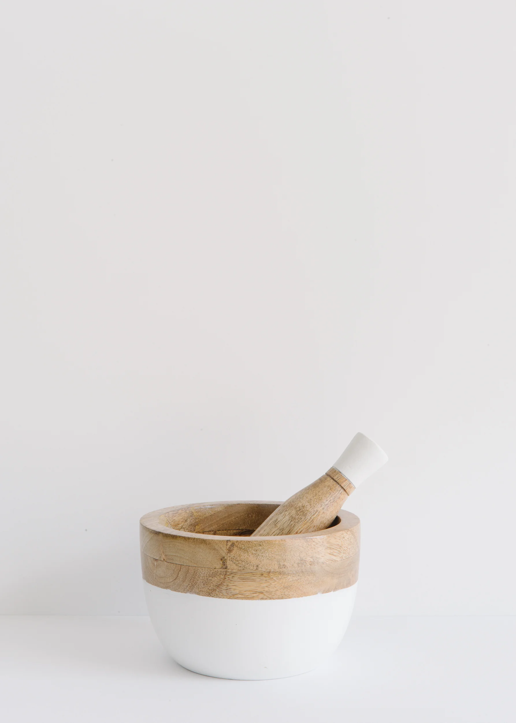 Mango Wood Mortar &amp; Pestle Blanco