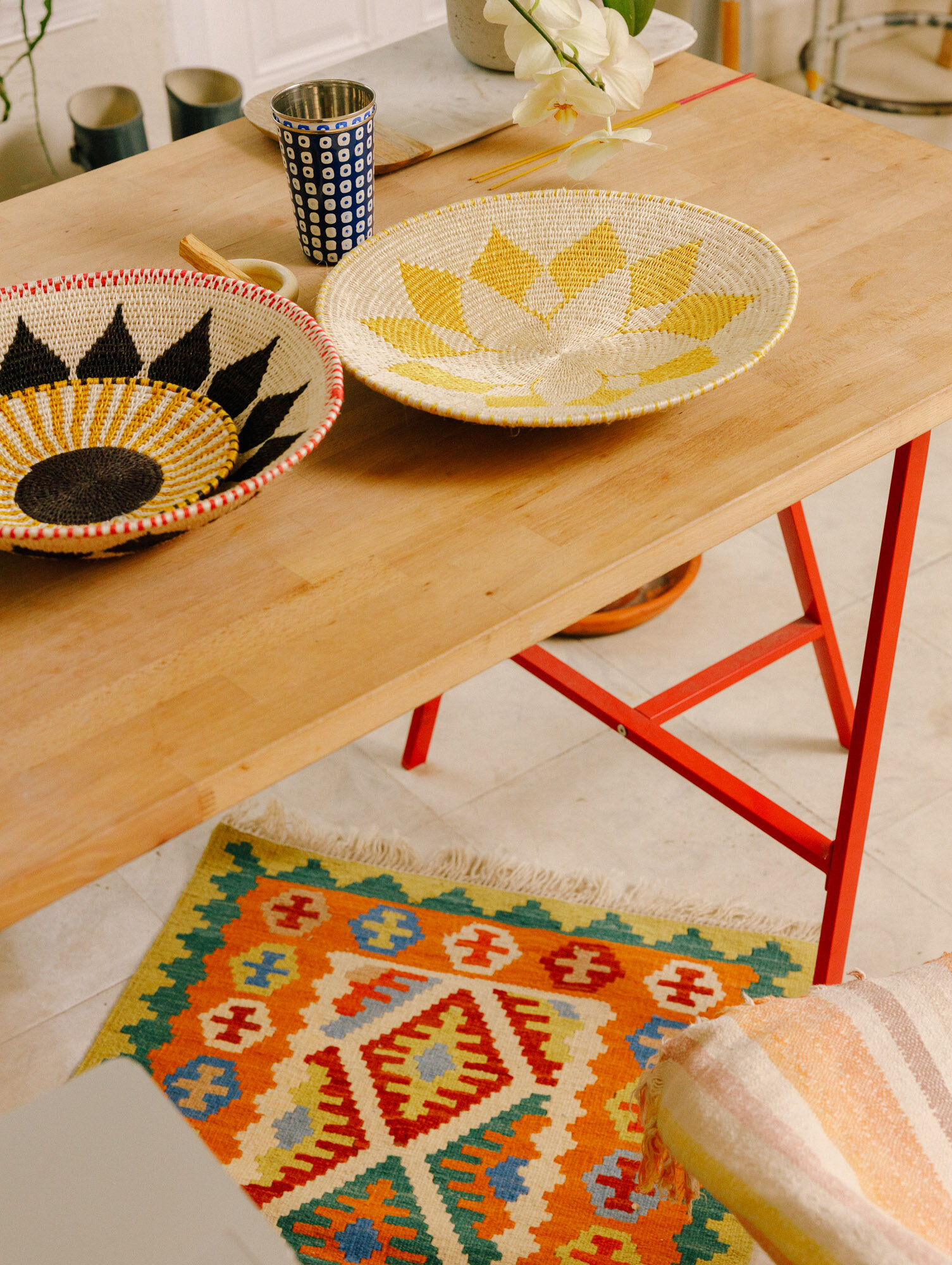 Handwoven Wool Iranian Kilim Rug Dos