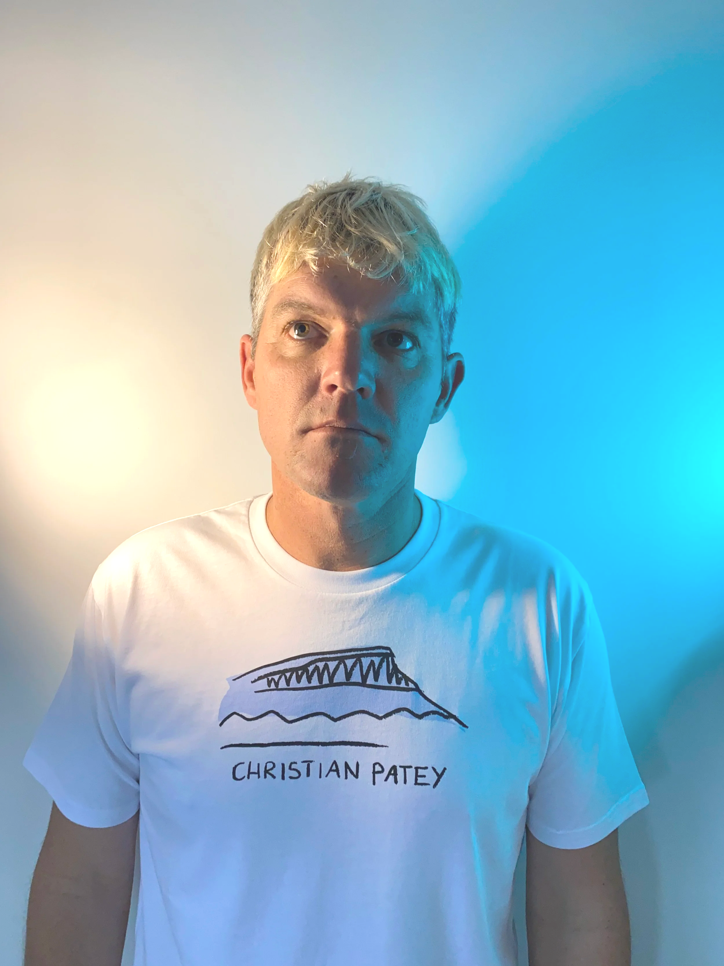 White (blue mountain) tee