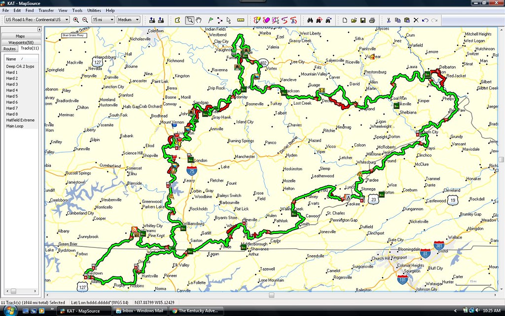 Although we are obviously partial to our own Hatfield~McCoy Trail System we are on the "fringe" of The Kentucky Adventure Trail (KAT) for trail bikes ONLY. Our resort is in the far northeast corner (red lines shown) of the trail system, which is in Delbarton, WV. Since we are almost in Delbarton proper we would make a great place to stay if you are riding this end of their trail system. That's straight from one of my guests mouth as he is looking to have our resort be his "home base" during his next trip to the KAT. I DO NOT HAVE MAPS FOR THIS TRAIL SYSTEM !