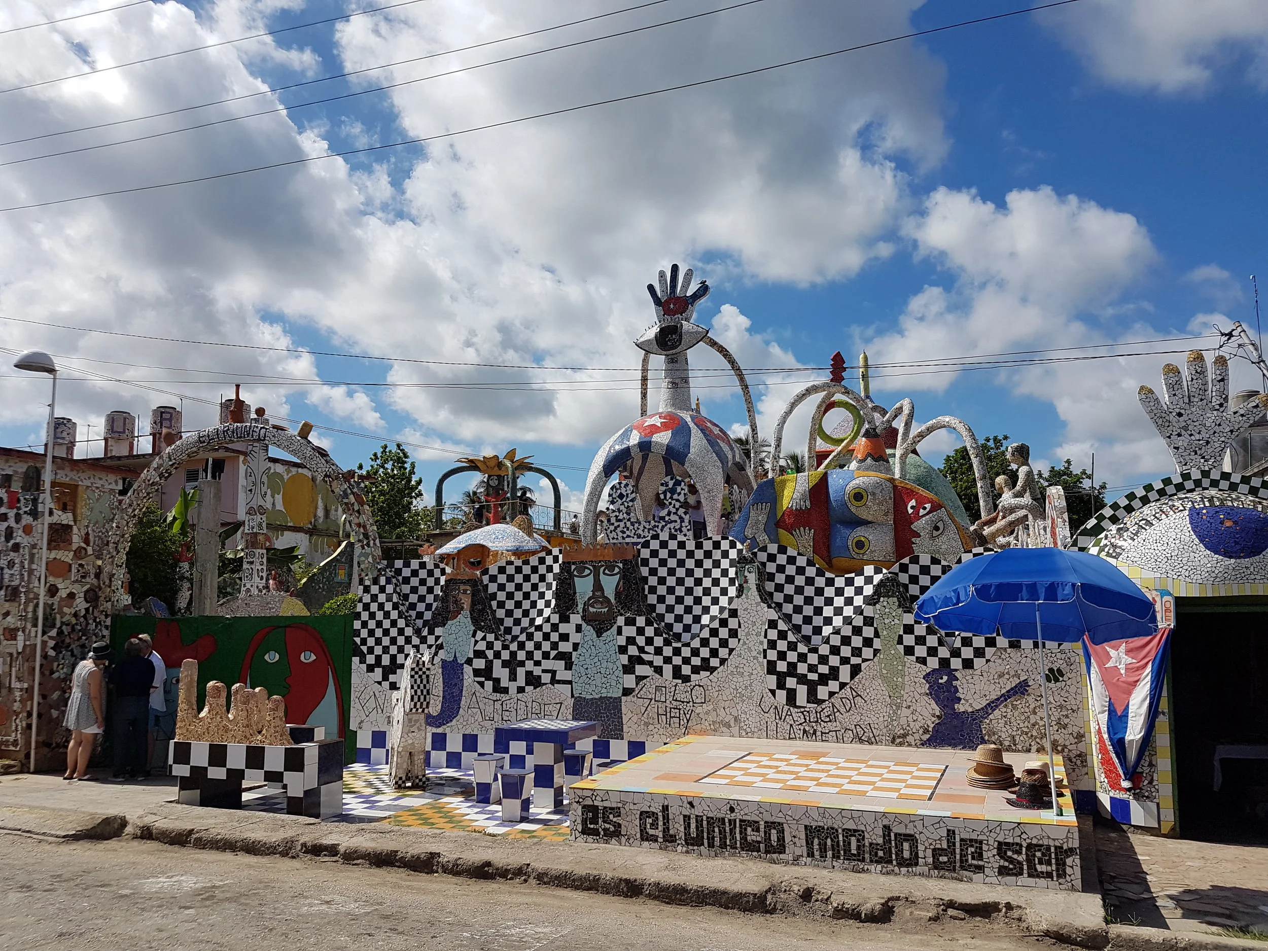 The entrance..a giant chess board.