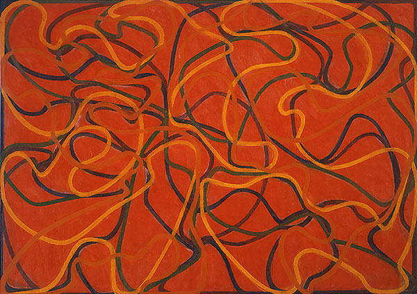 Brice Marden, Orange Rocks, Red Ground (3), 2000-2002.