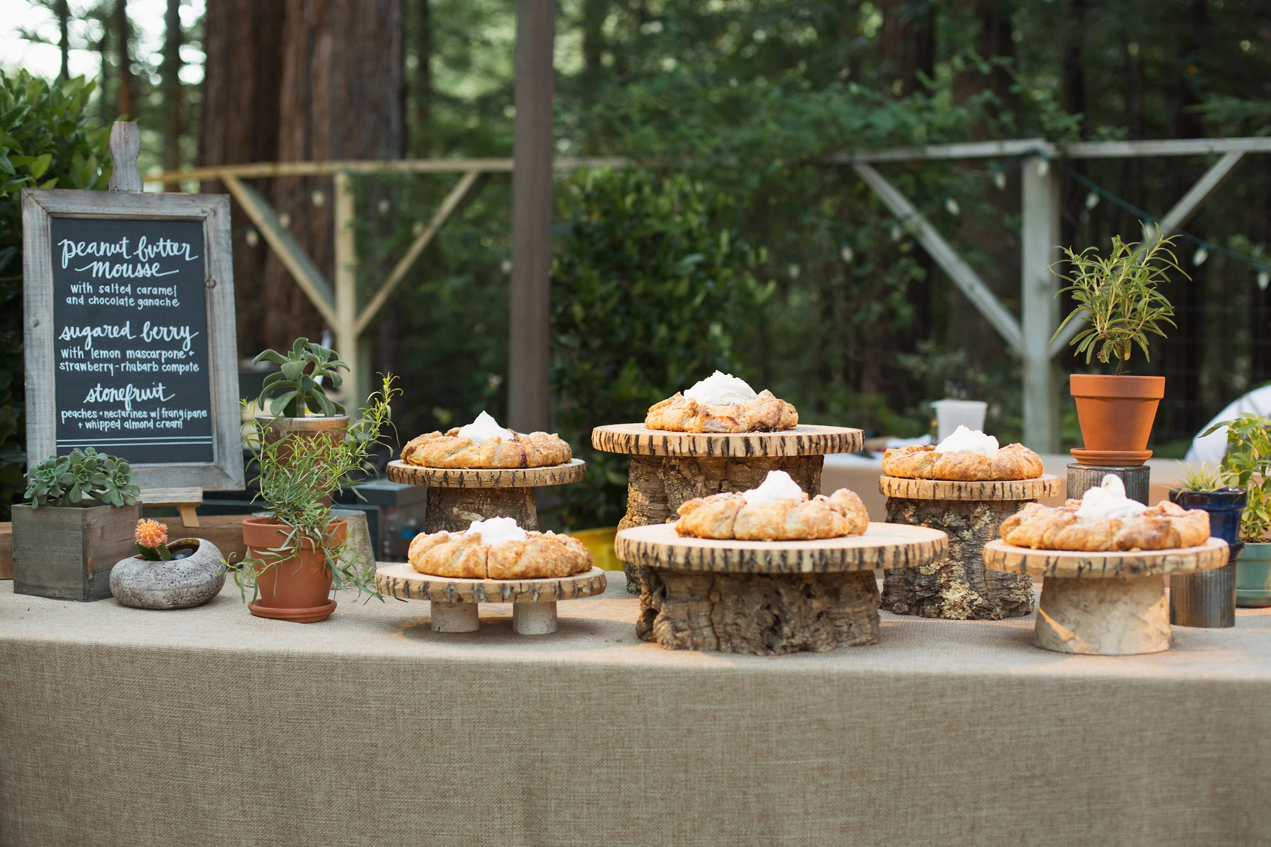 Dessert table at wedding reception at Ralston White Retreat in Mill Valley