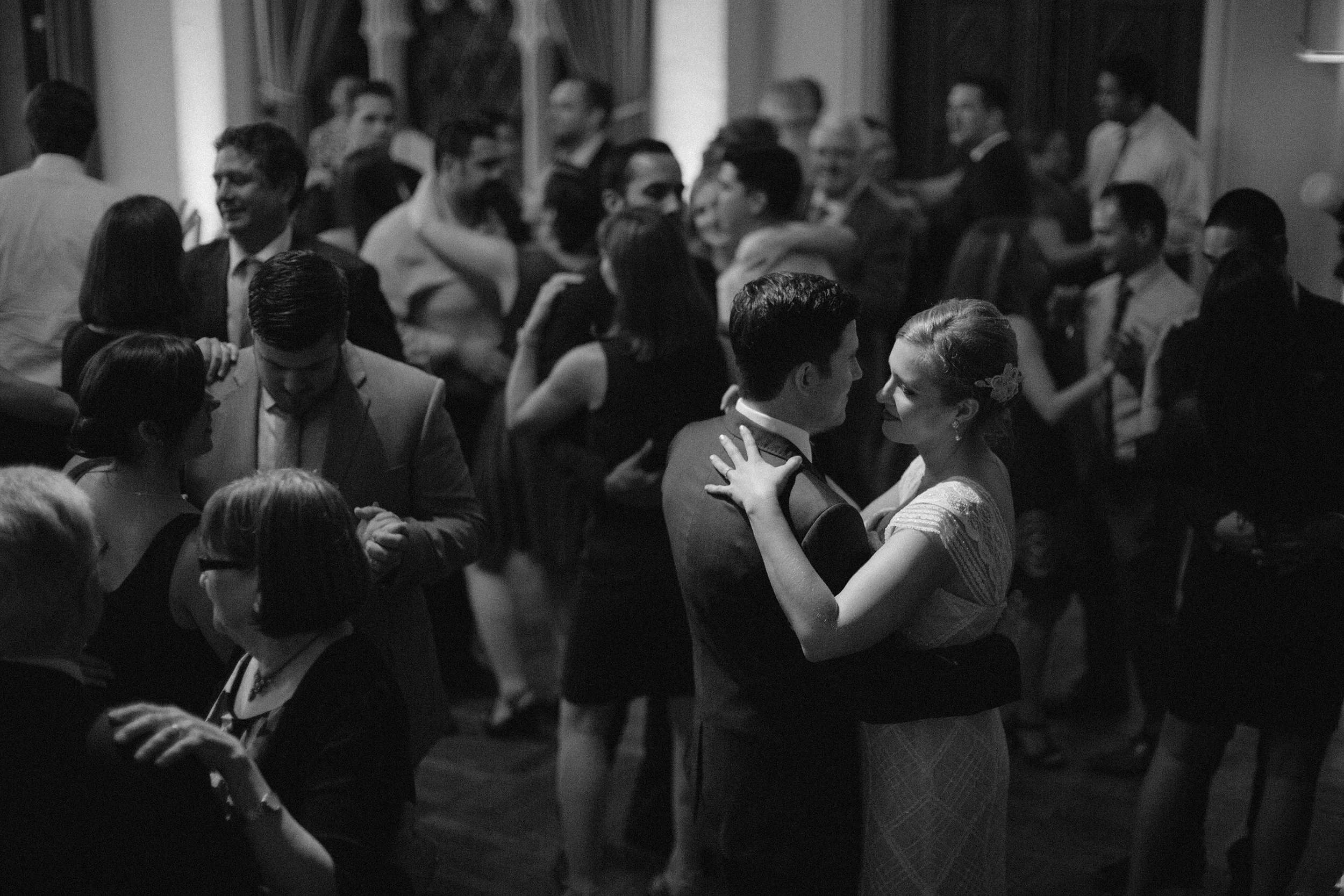 Bride and groom dancing with guests at Berkeley City Club