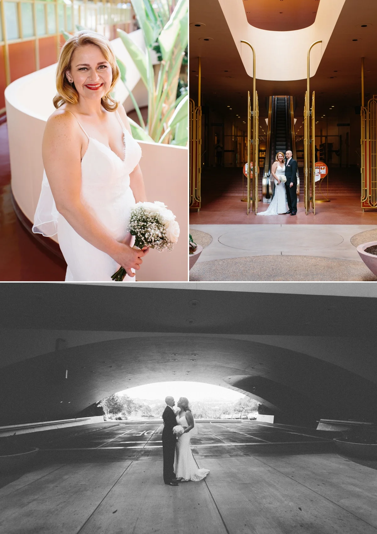 The rounded arch was the perfect frame for Laura and Nick as they were exiting the Marin Civic Center.