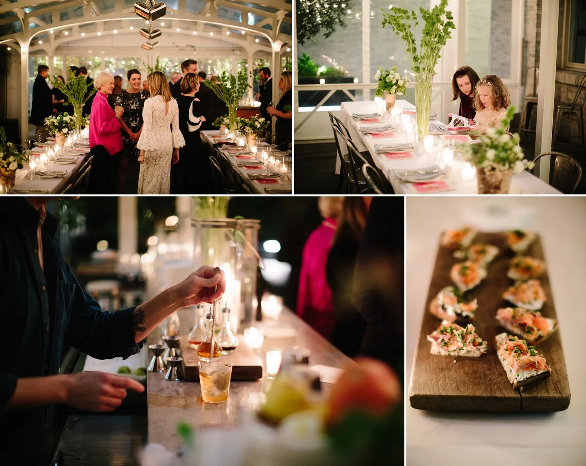 Hors d’oeuvres and cocktails as guests arrive at Trou Normand.