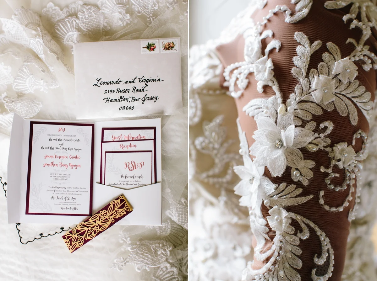 Jonathan’s sister Cat custom made this beautiful wedding invitation suite for us with beautiful calligraphy and vine details.