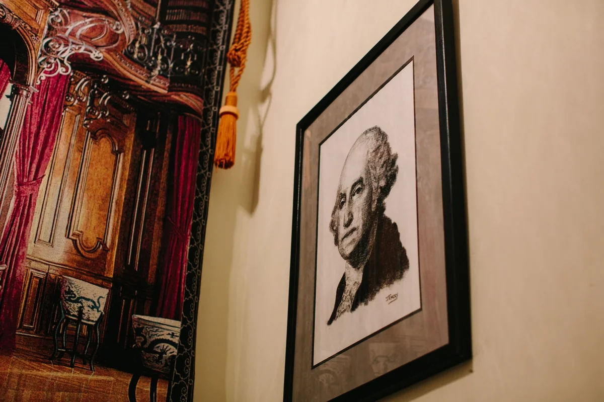 A portrait of General Washington inside the historic Washington Crossing Inn.