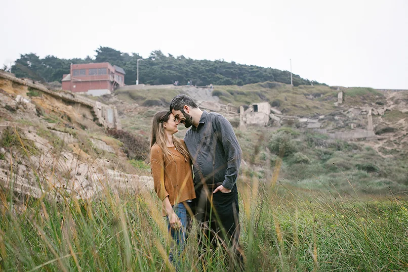 In the tall grasses at Sutro Baths.