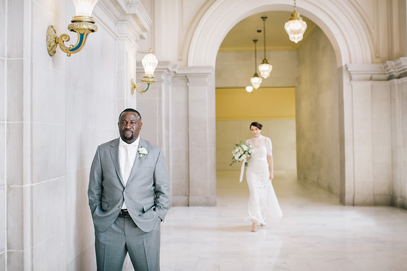 The groom waiting for his bride for a First Look before their ceremony.