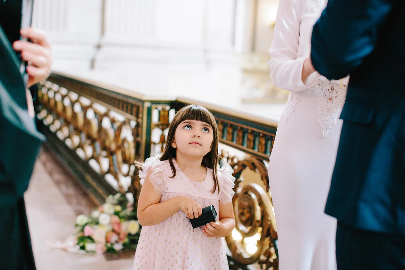 This little ringbearer couldn’t wait to see her parents get married!