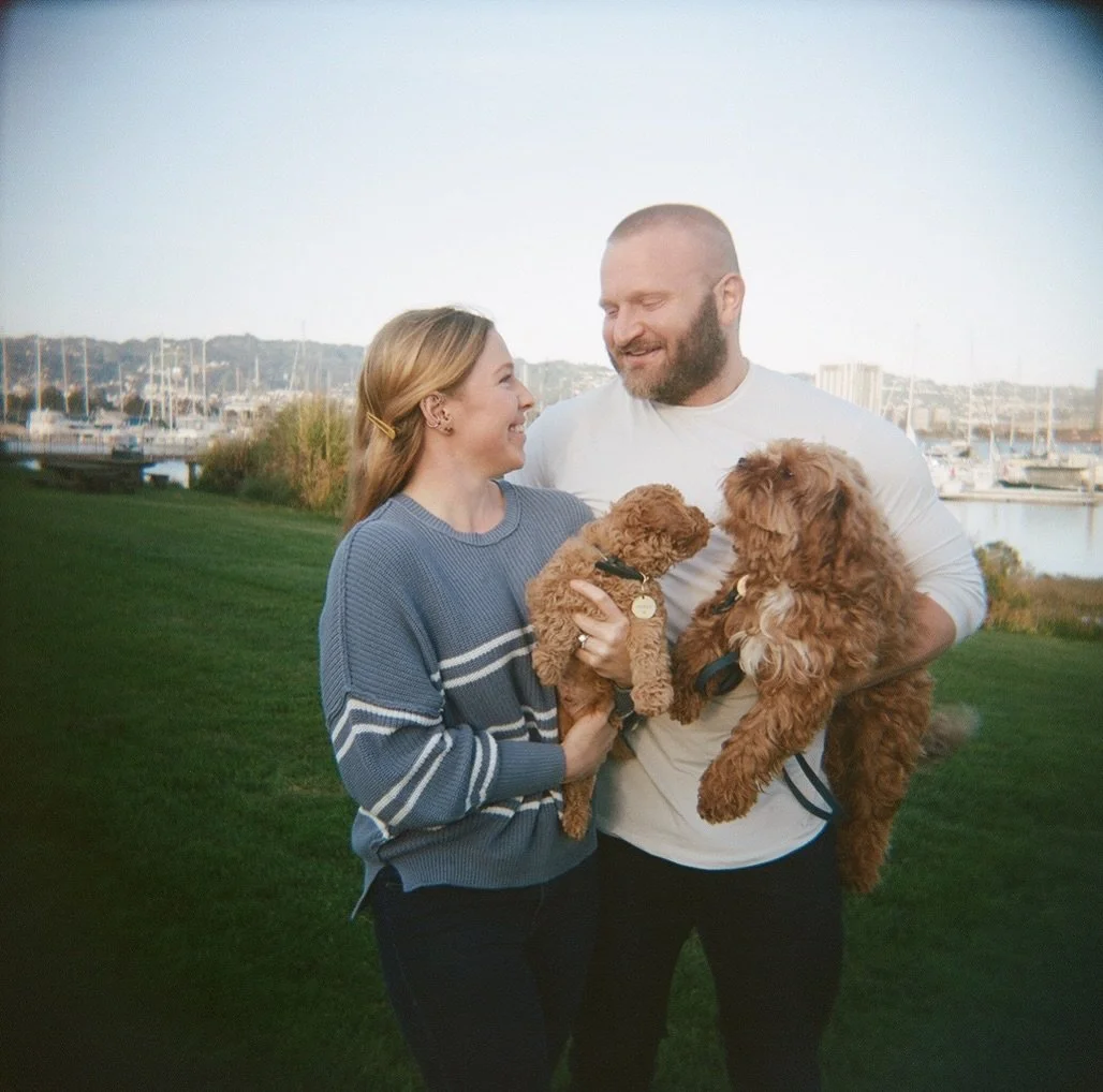 More Holga love from the engagement photos that preceded the Sonoma wedding featured in last month&rsquo;s blog, plus two very good dogs. 📸🐾

.
.
.
.
.
#sonyayruelphotography #engagementphotos #sanfranciscoweddingphotographer #filmphotography