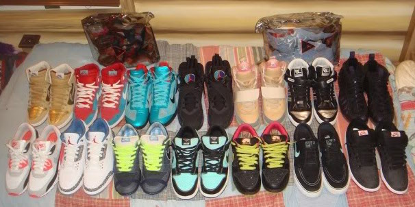 A portion of Jake's shoe collection from high school
