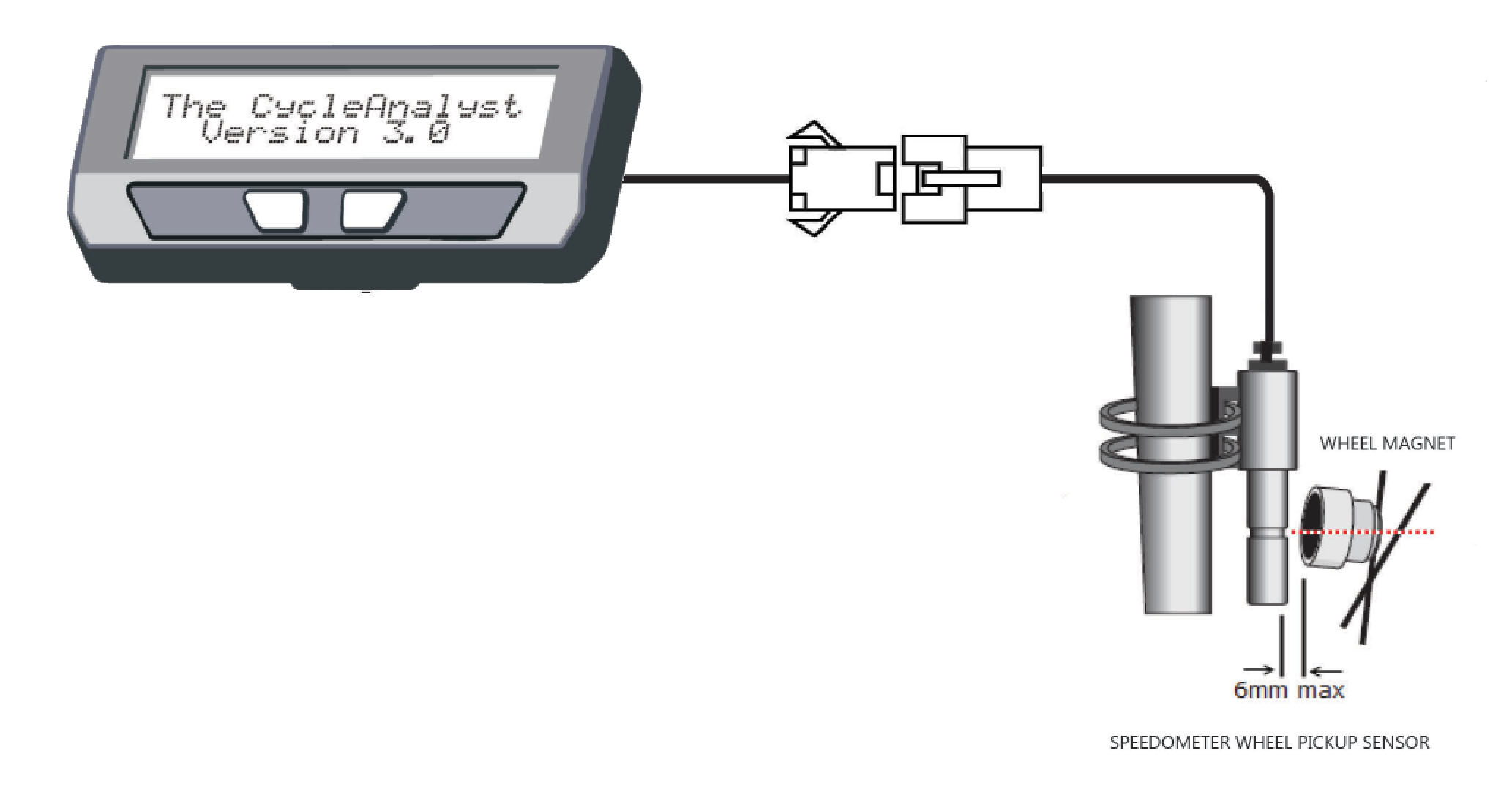 Check the wheel magnet, pick-up sensor and modular connector.