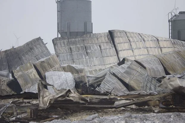 The barn was reported a complete loss. The nursery barn for feeder pigs was engulfed when the Fire Department arrived in scene. No human injuries were reported and damage was limited to the barn.
