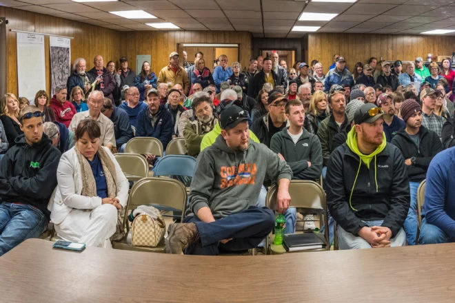 At a packed public hearing in the Forestville Town Hall the morning of March 2, modern industrial farming was repeatedly pitchforked for being a monster on the landscape