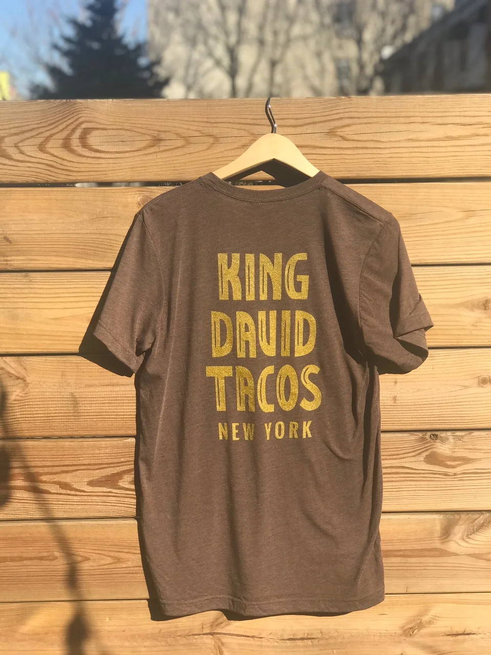 King David Tacos Unisex Tee - Brown - Back