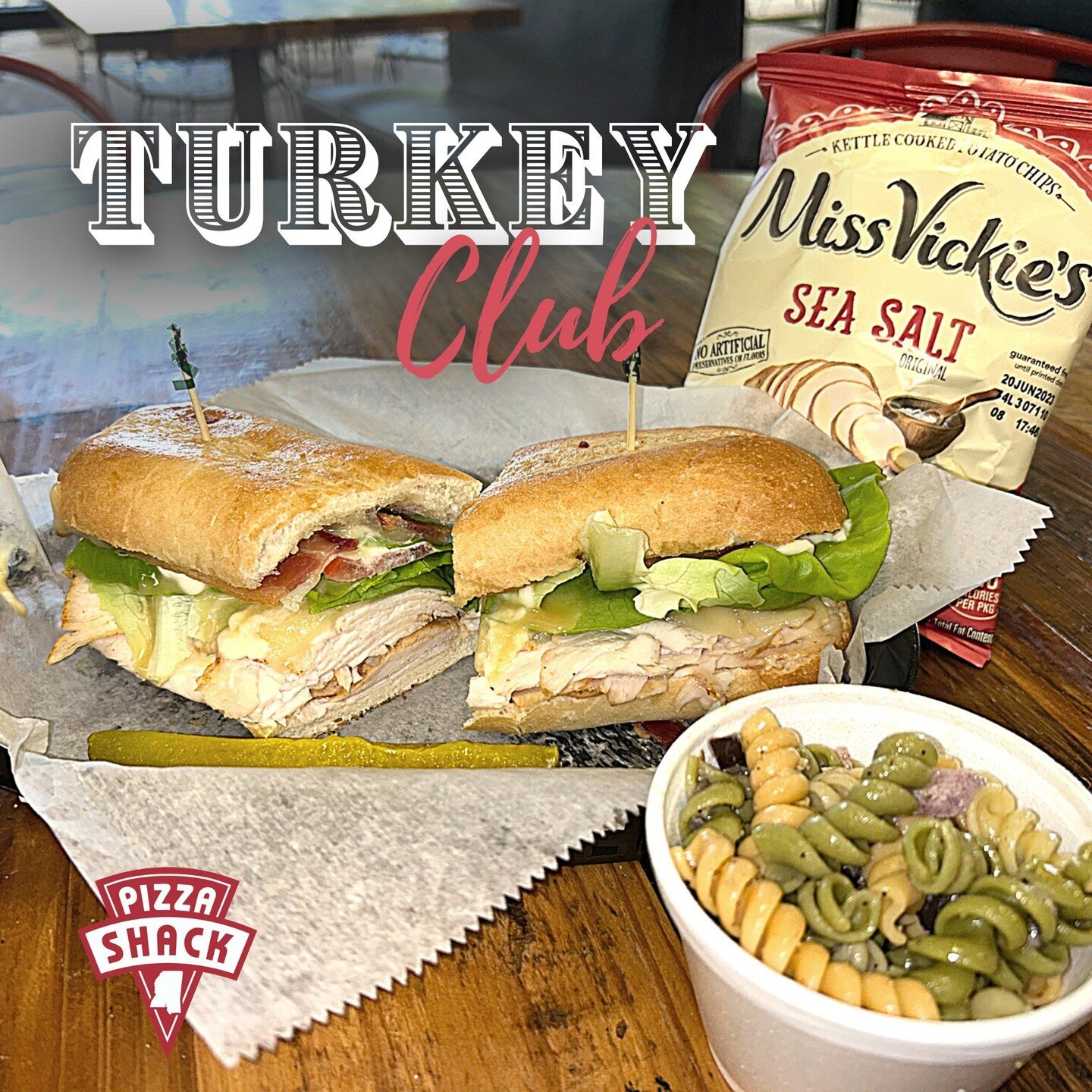 Looking for the ultimate sandwich experience? Look no further than Pizza Shack's Turkey Club sandwich! Freshly sliced turkey, crispy bacon, lettuce, juicy tomatoes, and a hint of mayo on toasted bread. Trust us, your taste buds will thank you.

 #Piz