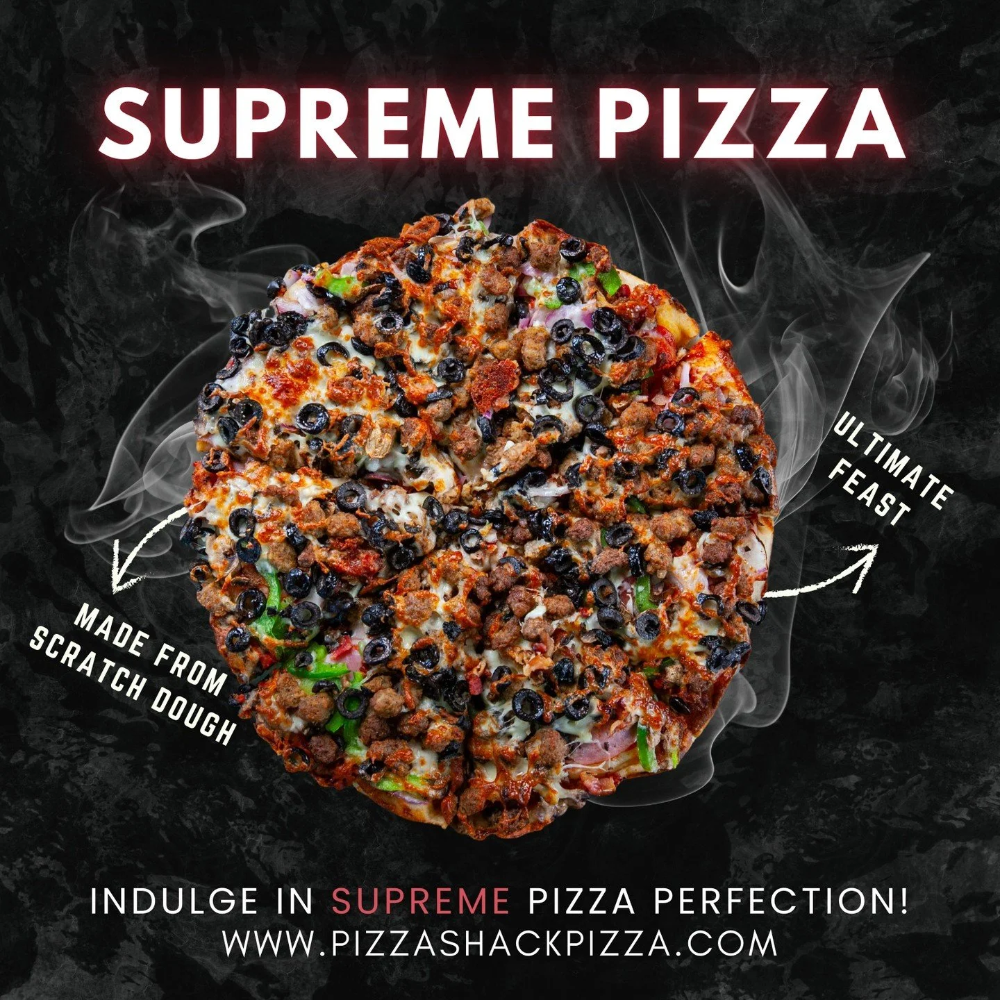 This isn't just pizza.
This is a whole event.

The Supreme Pizza is for those nights when plain cheese just won't cut it. When you want bite after bite packed with meat, veggies, and gooey, golden cheese.

Bring your appetite. We'll handle the rest.
