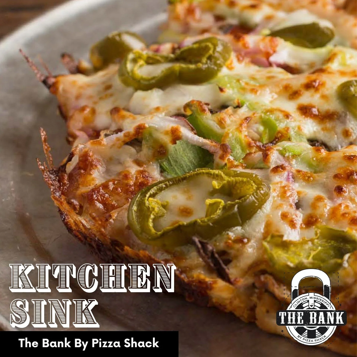 Everything you love&mdash;on one pizza.
Savory meats, fresh veggies, melted cheese, and just enough heat to wake up your taste buds.
That's the Kitchen Sink.
📍 200 W Leake St, Clinton, MS 39056
🌐 www.pizzashackpizza.com