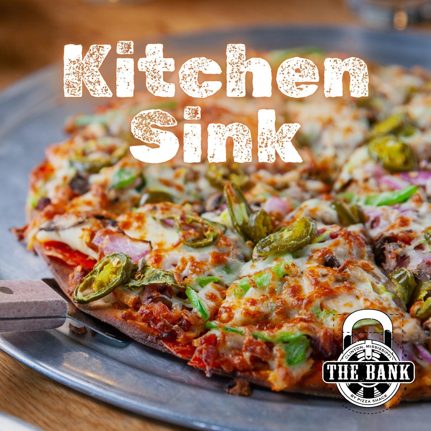 When we say "everything but the kitchen sink," we mean it.
Loaded with meats, veggies, jalape&ntilde;os, and melted cheese, this pizza is a full flavor experience in every bite.
Bring your appetite. You're gonna need it.
📍 200 W Leake St, 