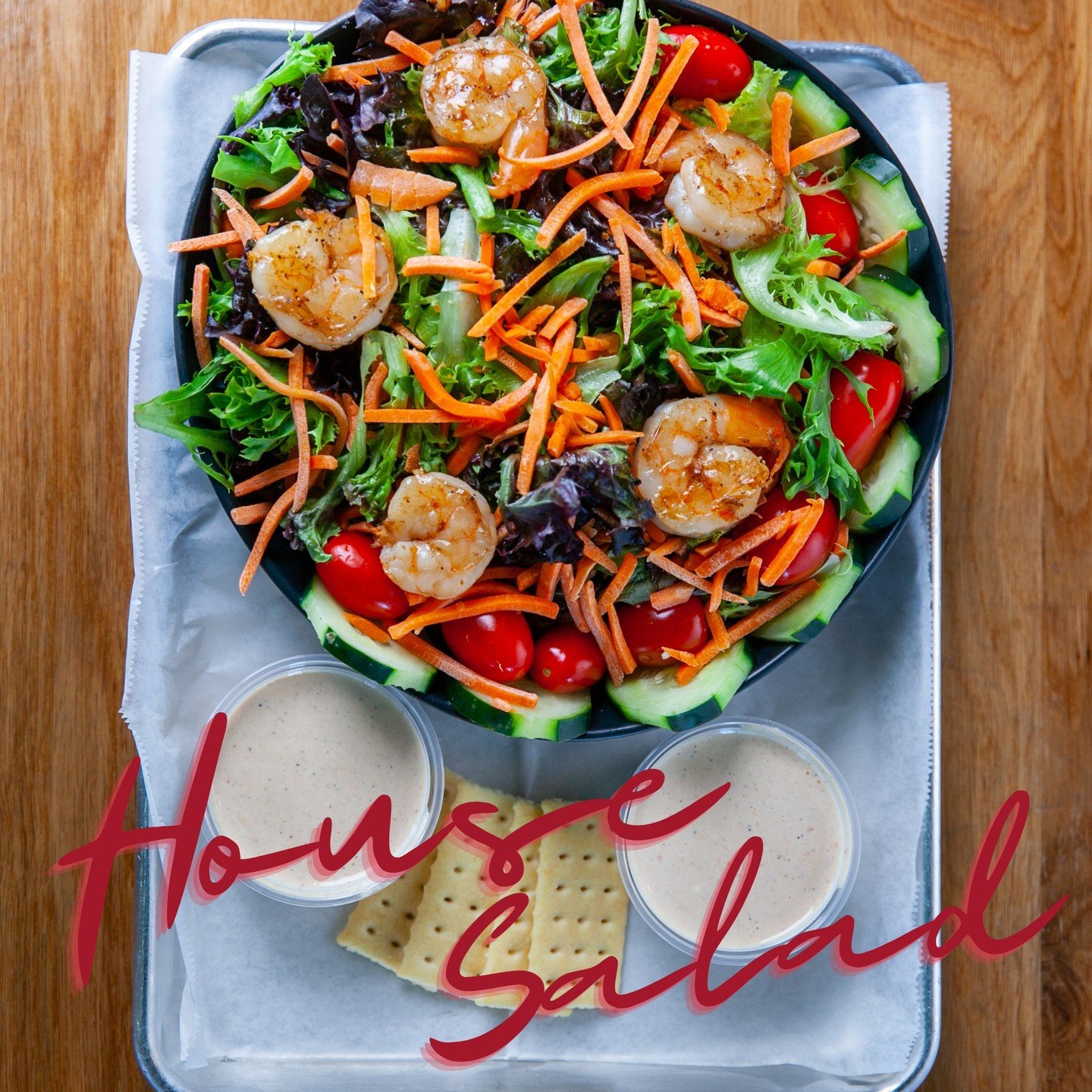 No sad desk salads here.
Our House Salad is made to impress&mdash;fresh local greens, cucumbers, grape tomatoes, and carrots that taste like summer. Add meat, grab a dressing, and call it lunch.

📍 237 W Government St, Brandon, MS
🌐 www.pizzashackp