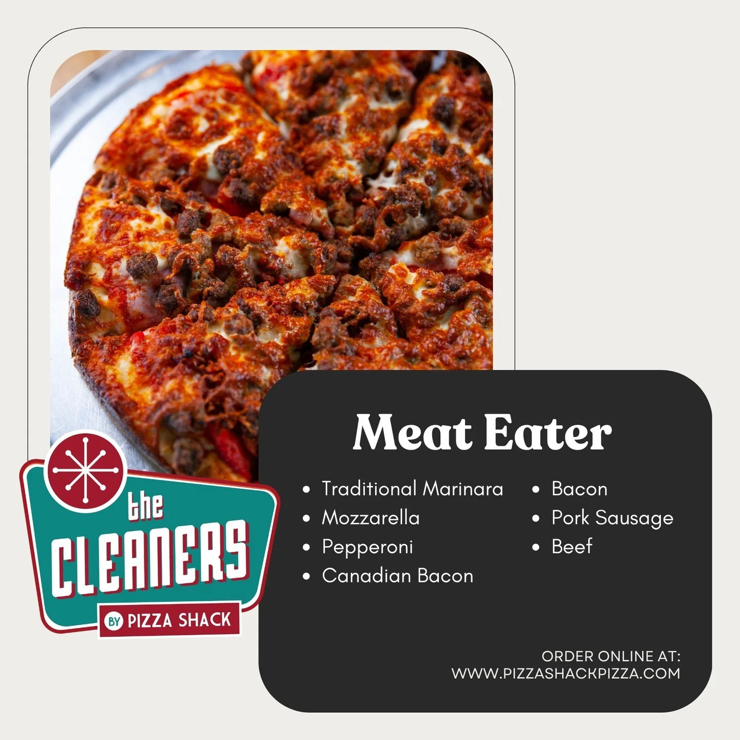 Your table needs the Meat Eater Pizza tonight. Pepperoni, Canadian bacon, bacon, pork sausage, beef, mozzarella, and marinara all baked to perfection.

📍 237 W Government St, Brandon, MS
🌐 www.pizzashackpizza.com