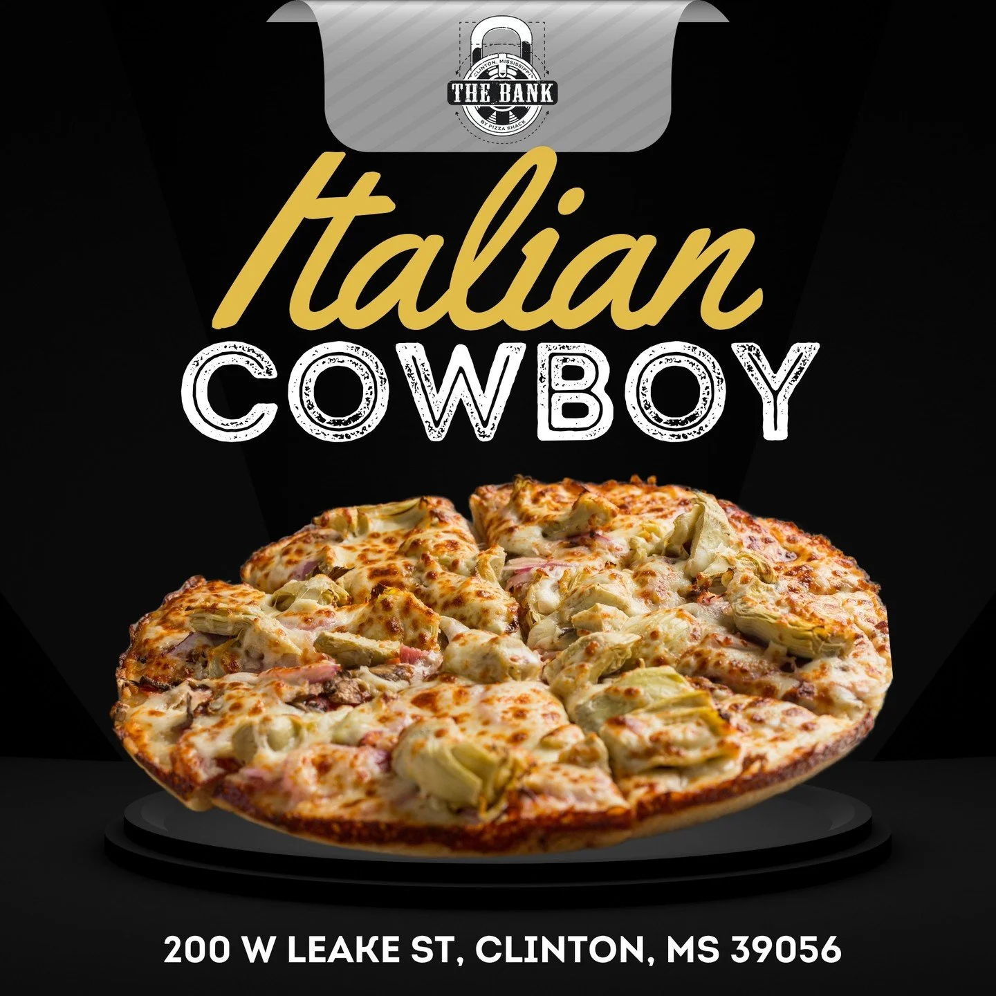 Born where rustic charm meets Italian flair&mdash;this pizza has layers of attitude.
The garlic ranch base gives it a creamy kick, while savory meats and veggies make it unforgettable.
Come meet the legend: the Italian Cowboy.
📍 200 W Leake St, Clin