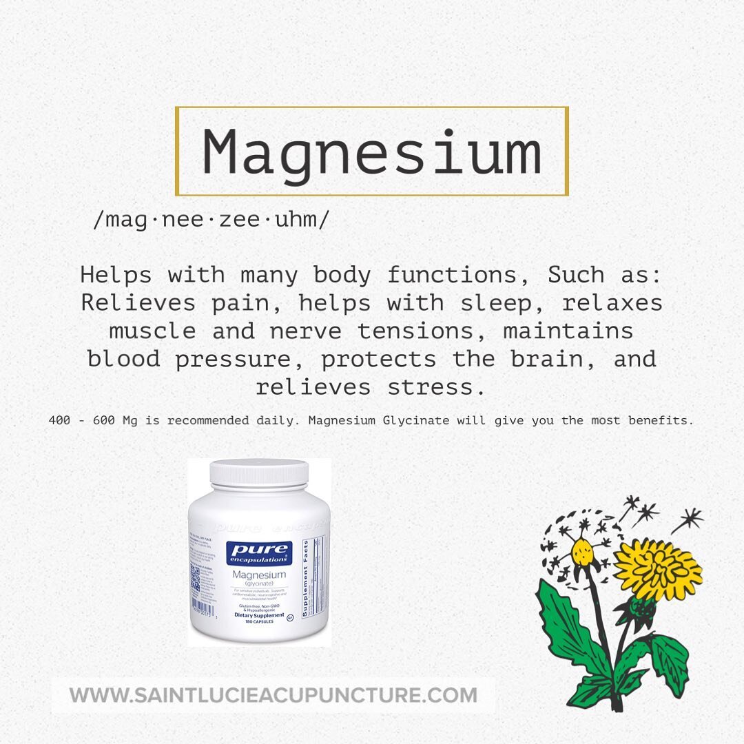 Magnesium is necessary for over 300 functions in your body. Currently, most of us are deficient due to soil mineral deficiency and water filtering. Some of magnesiums functions are energy production and sugar metabolism. This nutrient should be incor