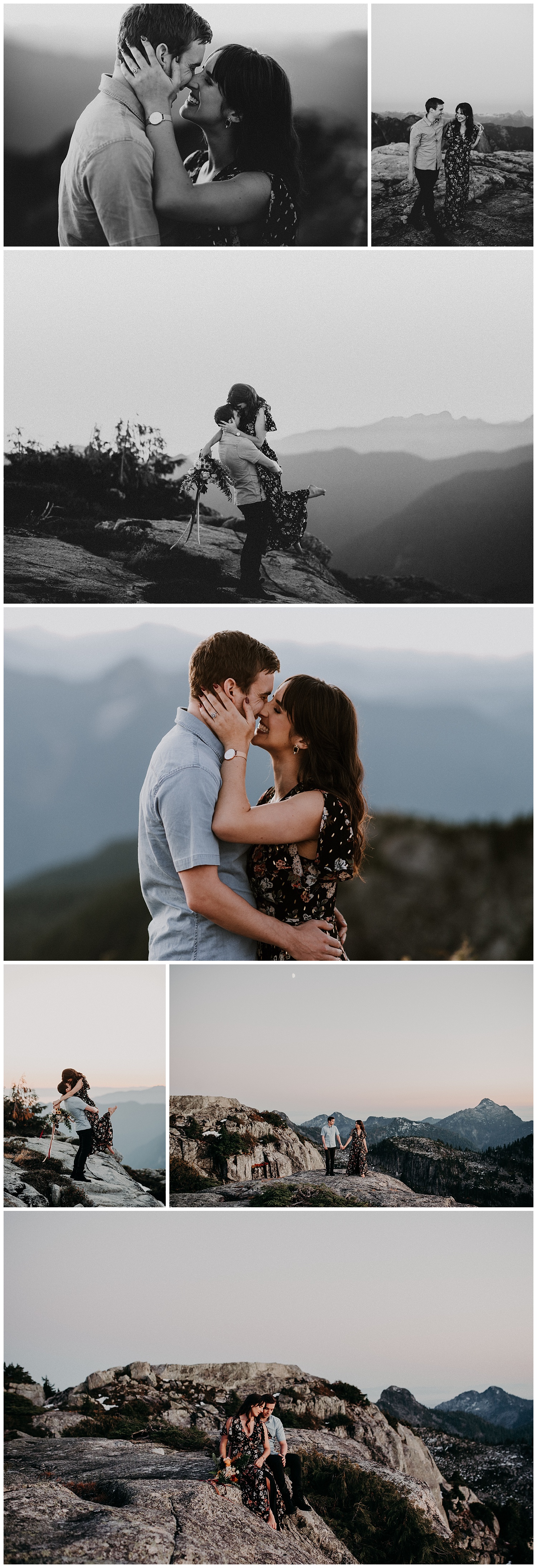 Vancouver engagement helicopter session mountain top adventurous Pitt lake sunset stacie Carr photography