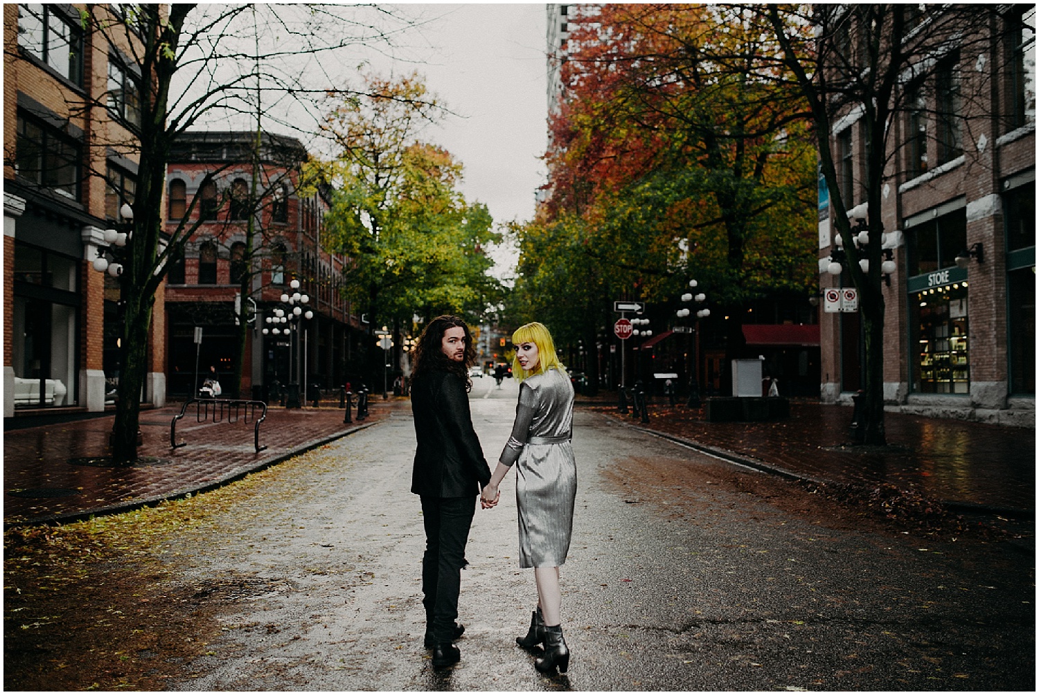gastown fall grunge couple engagement session