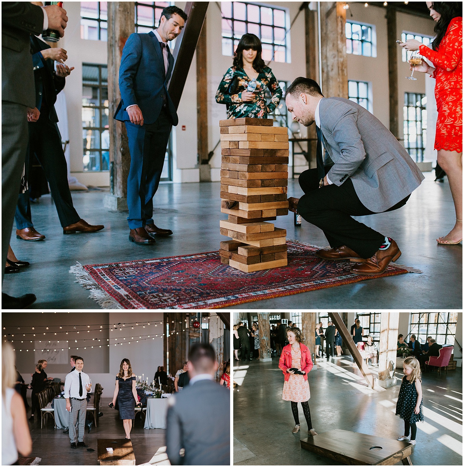 wedding games jenga bean bag toss pipe shop venue vancouver wedding stacie carr photography