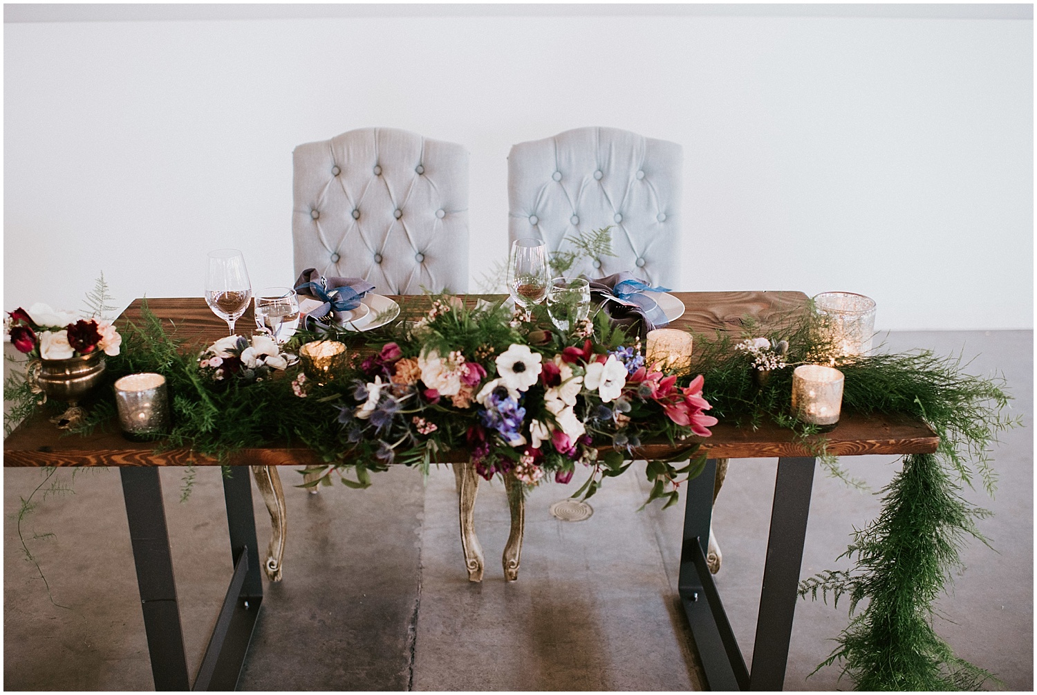 north vancouver intimate wedding decor pipe shop venue table for two place setting greenery diy wedding by stacie carr photography sweetheart table
