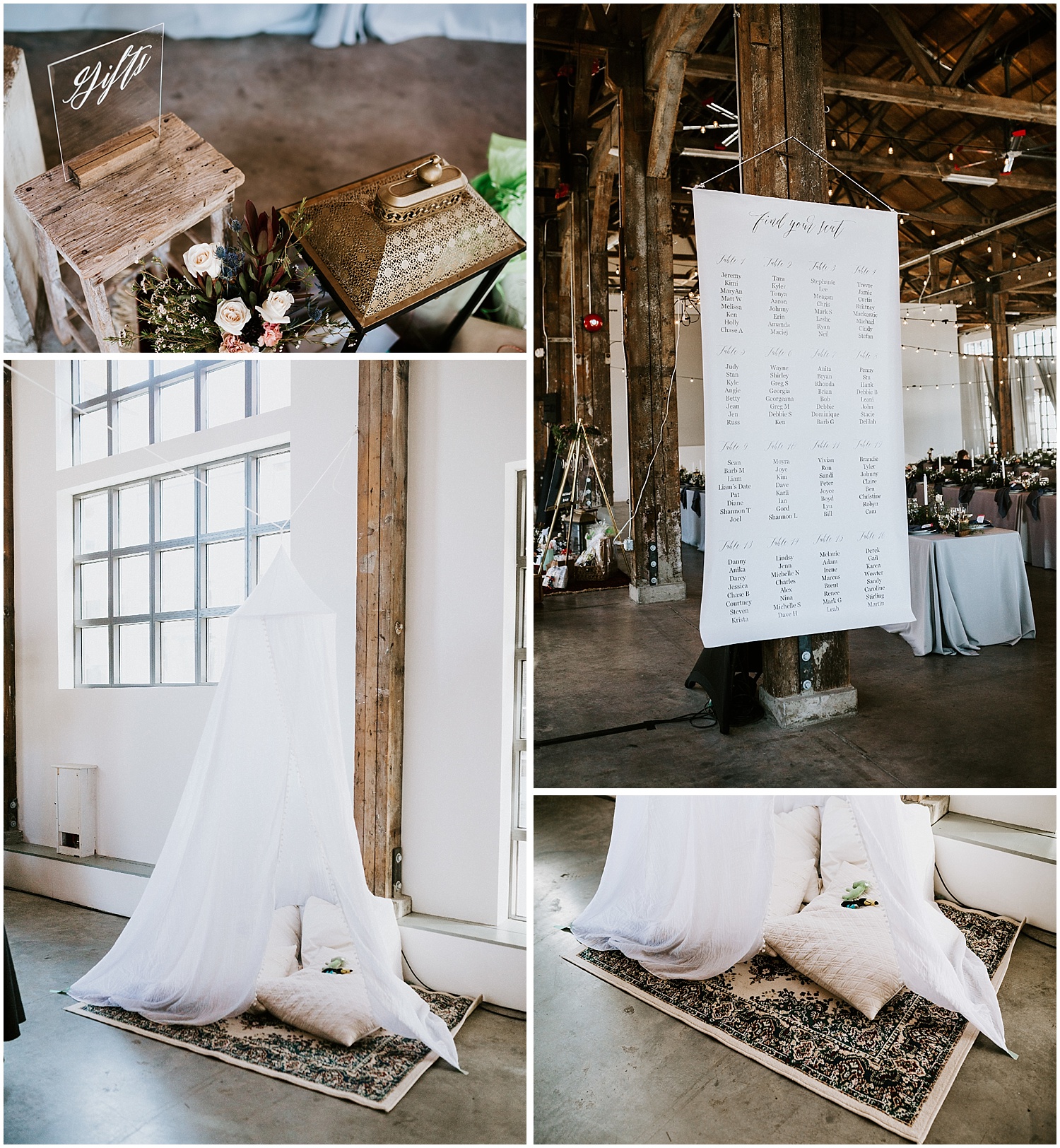 north vancouver diy wedding kids play tent greenery pipe shop venue decor wedding intimate elopement long table decor by stacie carr photography