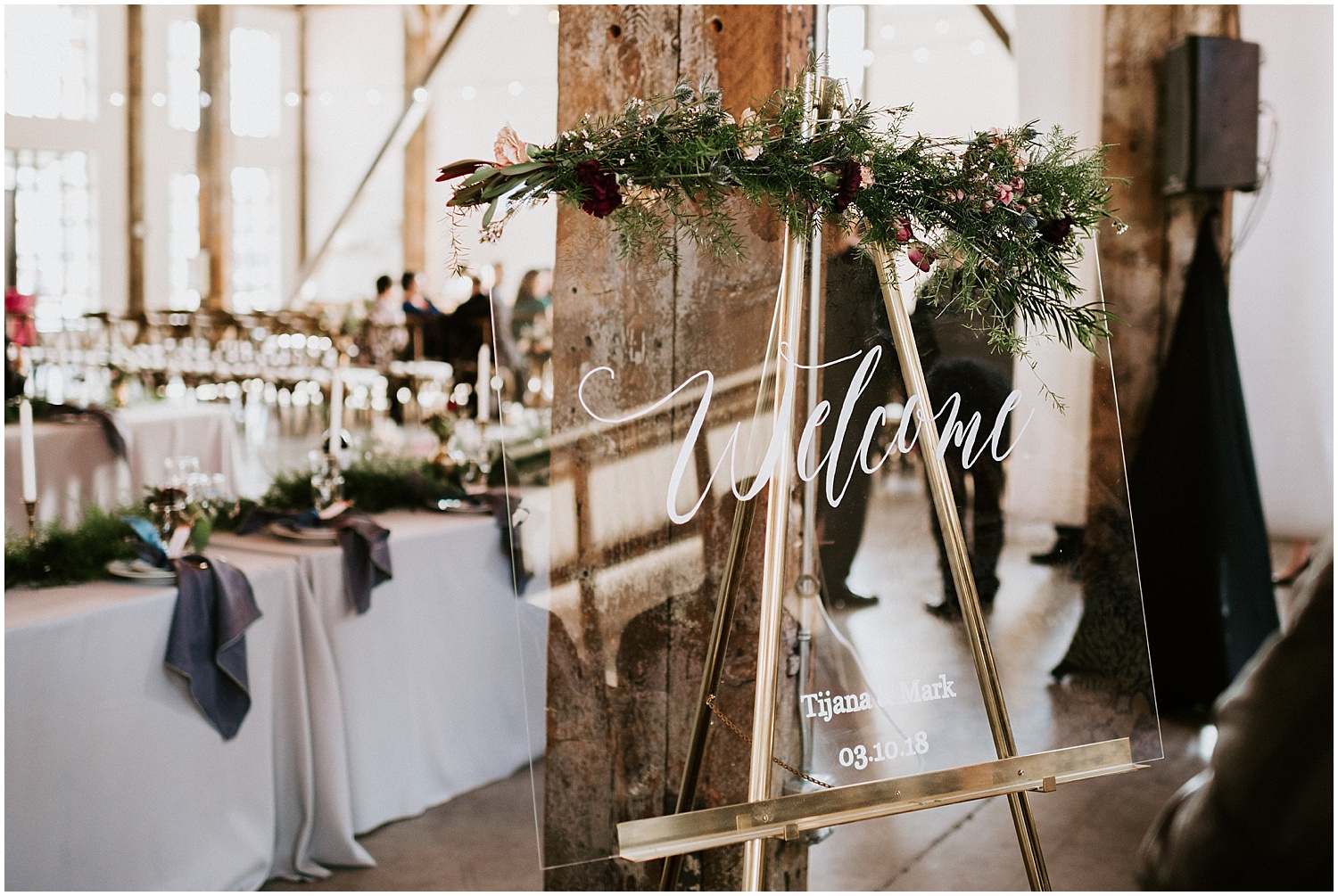 north vancouver diy wedding calligraphy glass sign greenery pipe shop venue decor wedding intimate elopement long table decor by stacie carr photography